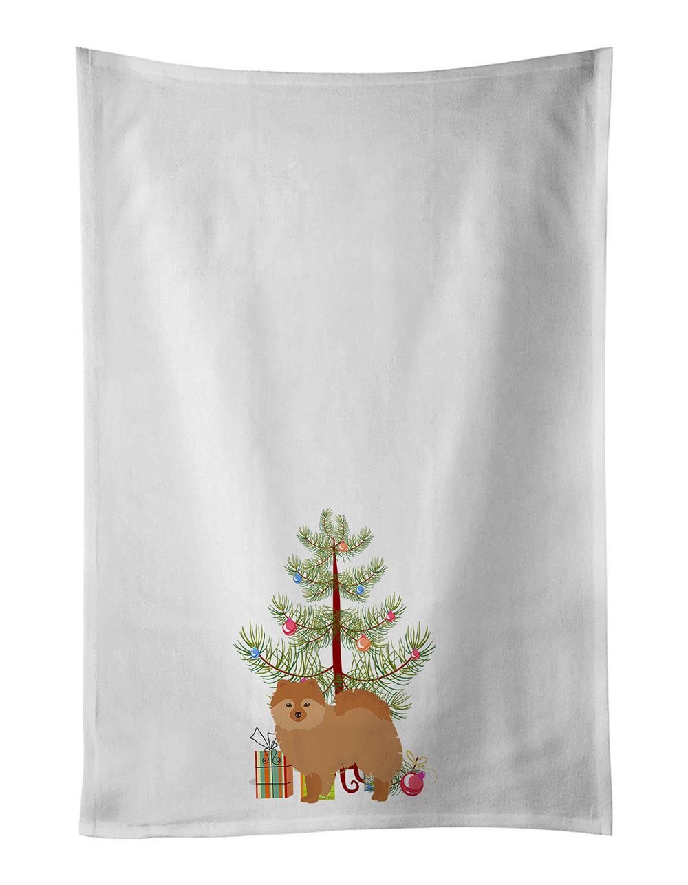 NEW German Spitz Christmas Tree Kitchen Towel Set of 2 White Dish Towels Decorative Bathroom Hand towel for Hand, Face, Hair, Yoga, Tea, Dishcloth, 19 X 28", White