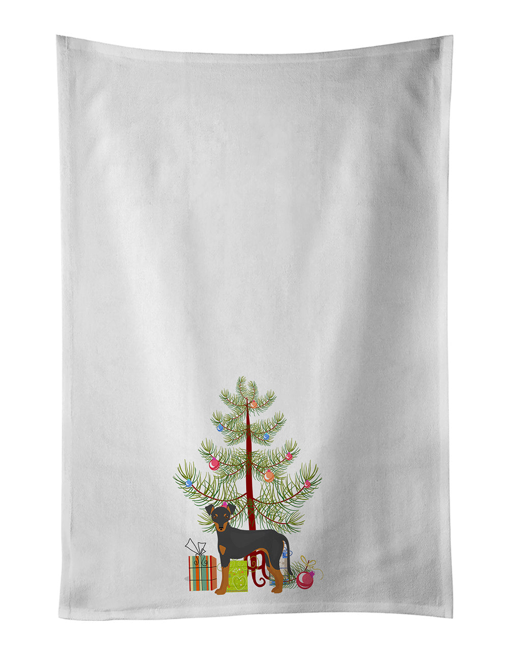 NEW Manchester Terrier Christmas Tree Kitchen Towel Set of 2 White Dish Towels Decorative Bathroom Hand towel for Hand, Face, Hair, Yoga, Tea, Dishcloth, 19 X 28", White