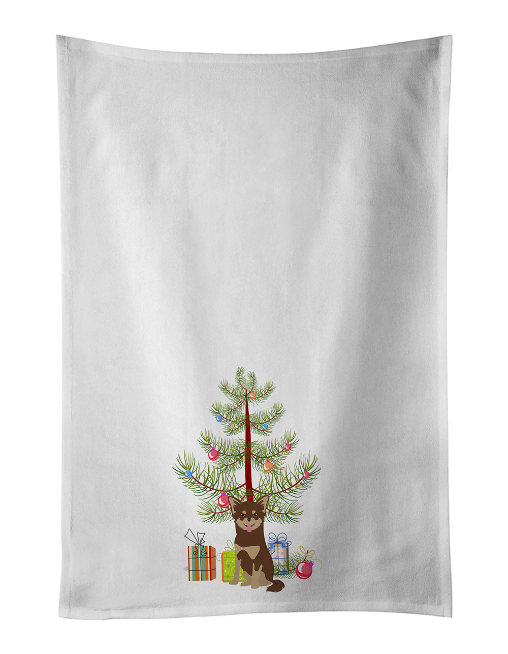 NEW Chihuahua Christmas Tree Kitchen Towel Set of 2 White Dish Towels Decorative Bathroom Hand towel for Hand, Face, Hair, Yoga, Tea, Dishcloth, 19 X 28", White