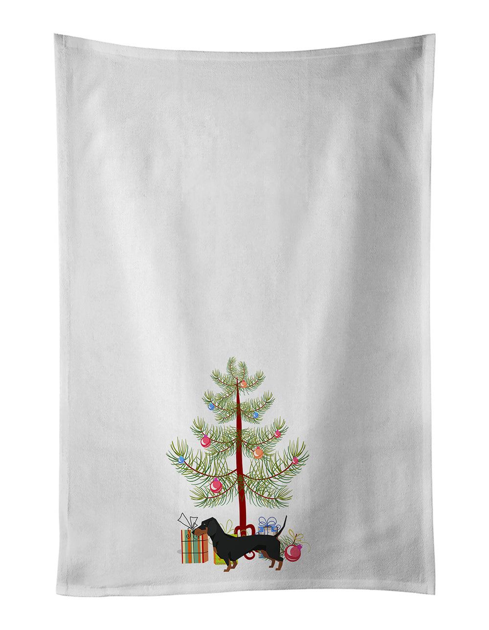 NEW Dachshund Christmas Tree Kitchen Towel Set of 2 White Dish Towels Decorative Bathroom Hand towel for Hand, Face, Hair, Yoga, Tea, Dishcloth, 19 X 28", White