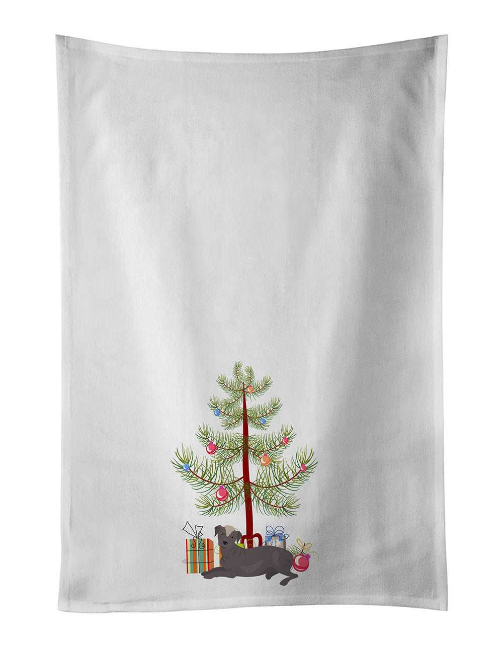 NEW Ecuadorian Hairless Dog Christmas Tree Kitchen Towel Set of 2 White Dish Towels Decorative Bathroom Hand towel for Hand, Face, Hair, Yoga, Tea, Dishcloth, 19 X 28", White