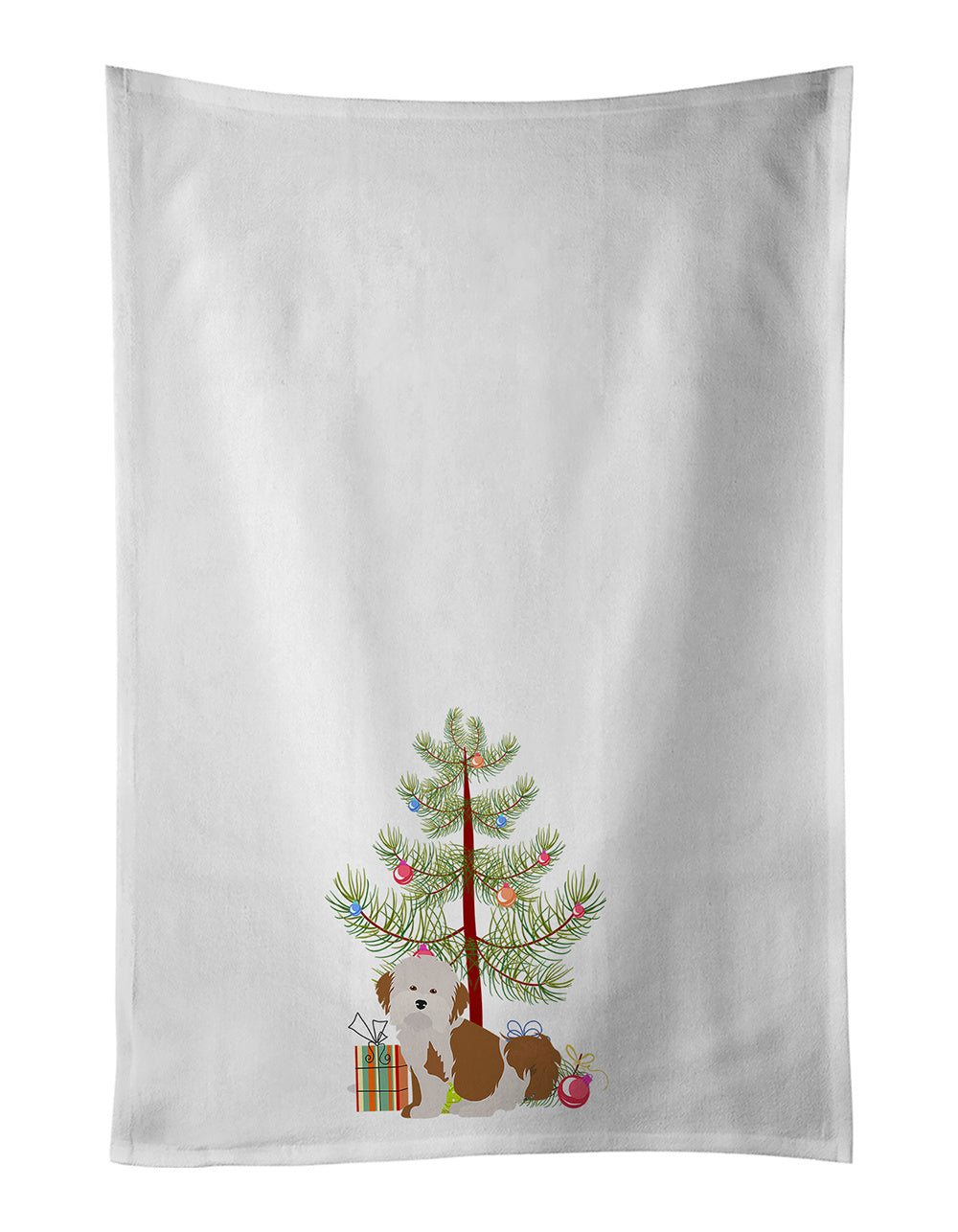 NEW Havanese Christmas Tree Kitchen Towel Set of 2 White Dish Towels Decorative Bathroom Hand towel for Hand, Face, Hair, Yoga, Tea, Dishcloth, 19 X 28", White