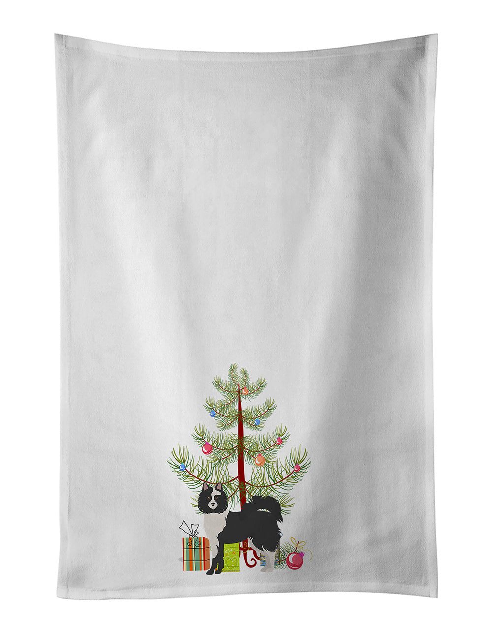 NEW Black and White Elo dog Christmas Tree Kitchen Towel Set of 2 White Dish Towels Decorative Bathroom Hand towel for Hand, Face, Hair, Yoga, Tea, Dishcloth, 19 X 28", White