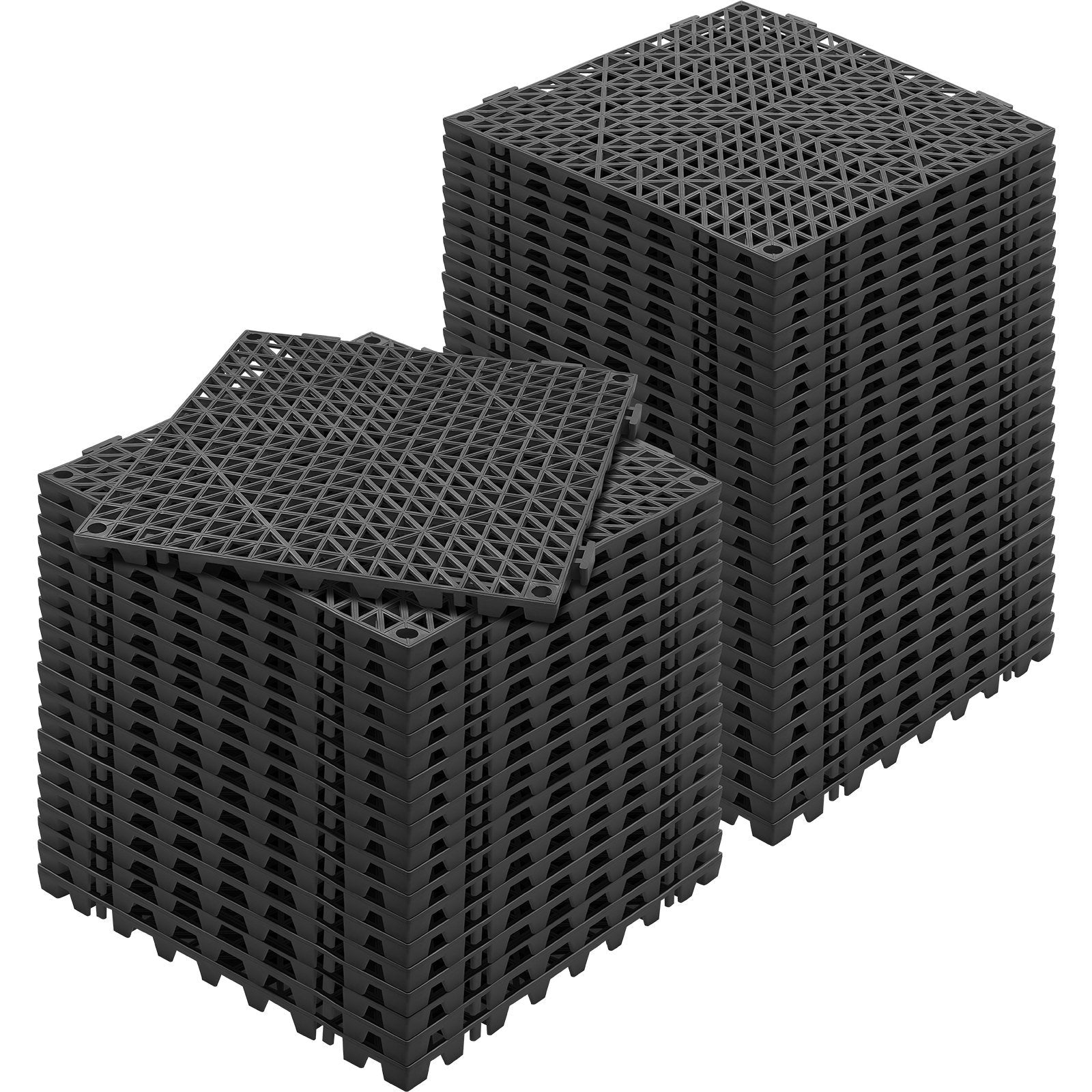 VEVOR Interlocking Tile 50PCS Black, Drainage Tiles 12" x 12" Splicing, Soft PVC Interlocking Drainage Floor Tiles, Non-Slip Drainage Holes for Restroom, Bathroom, Kitchen, Pool, Wet Areas