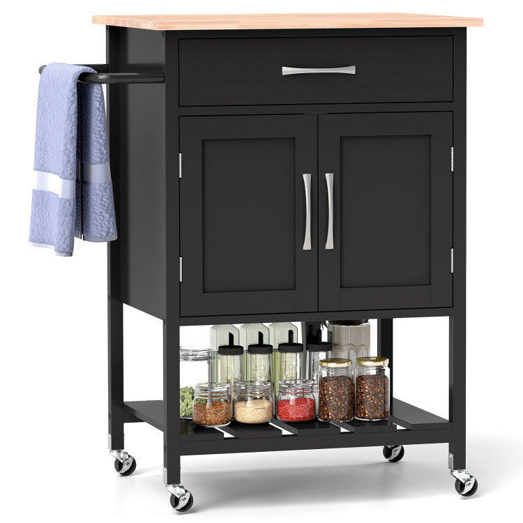 Rolling Kitchen Island Cart with Drawer and Towel Rack