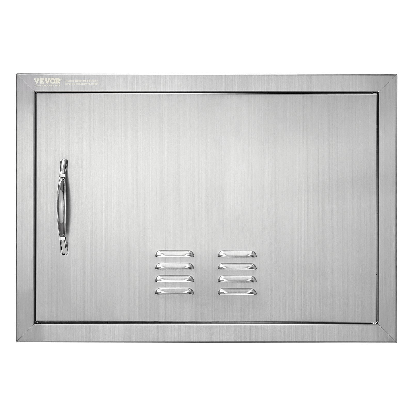 BBQ Access Door, 24W x 17H Inch Single Outdoor Kitchen Door, Stainless Steel Flush Mount Door, Wall Vertical Door with Handle and vents, for BBQ Island, Grilling Station, Outside Cabinet