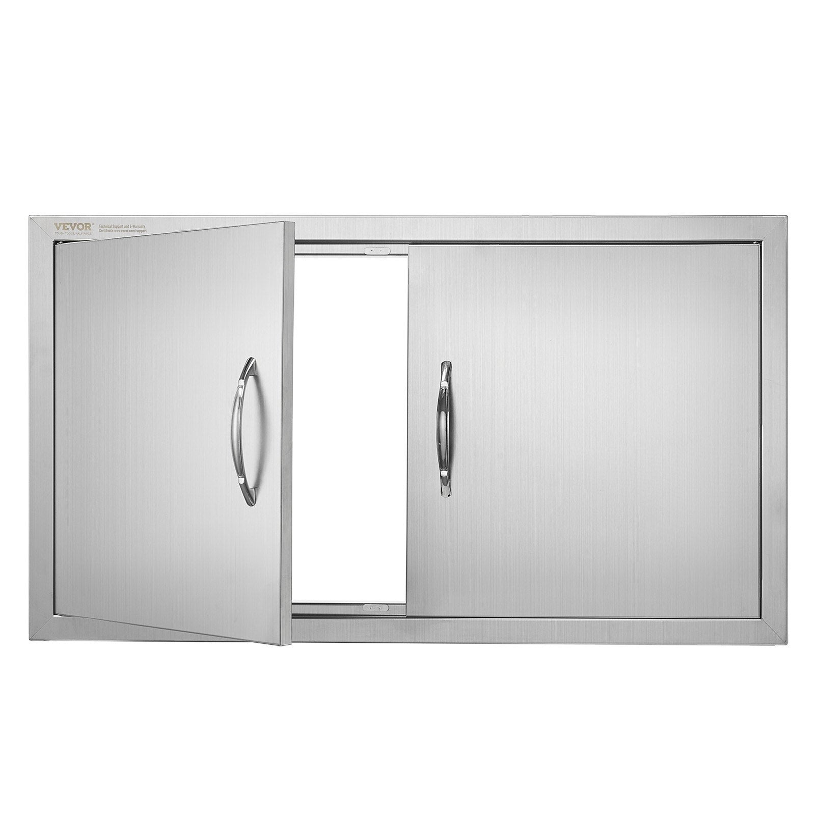 BBQ Access Door, 34W x 19H Inch Double Outdoor Kitchen Door, Stainless Steel Flush Mount Door, Wall Vertical Door with Handles, for BBQ Island, Grilling Station, Outside Cabinet