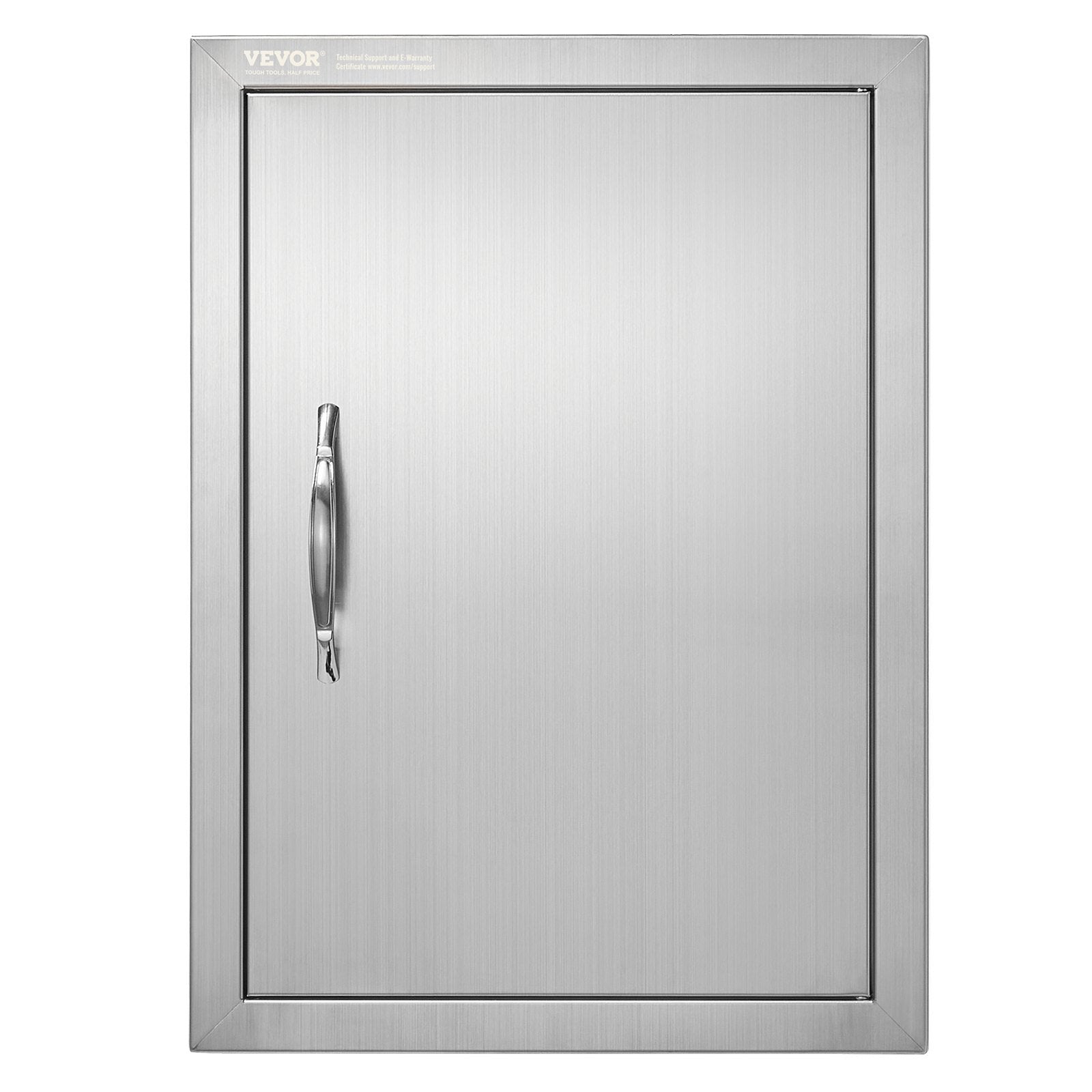 BBQ Access Door, 16W x 22H Inch Single Outdoor Kitchen Door, Stainless Steel Flush Mount Door, Wall Vertical Door with Handle, for BBQ Island, Grilling Station, Outside Cabinet