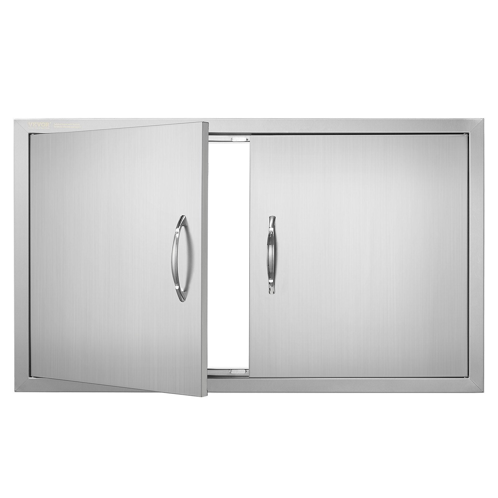 BBQ Access Door, 36W x 21H Inch Double Outdoor Kitchen Door, Stainless Steel Flush Mount Door, Wall Vertical Door with Handles, for BBQ Island, Grilling Station, Outside Cabinet