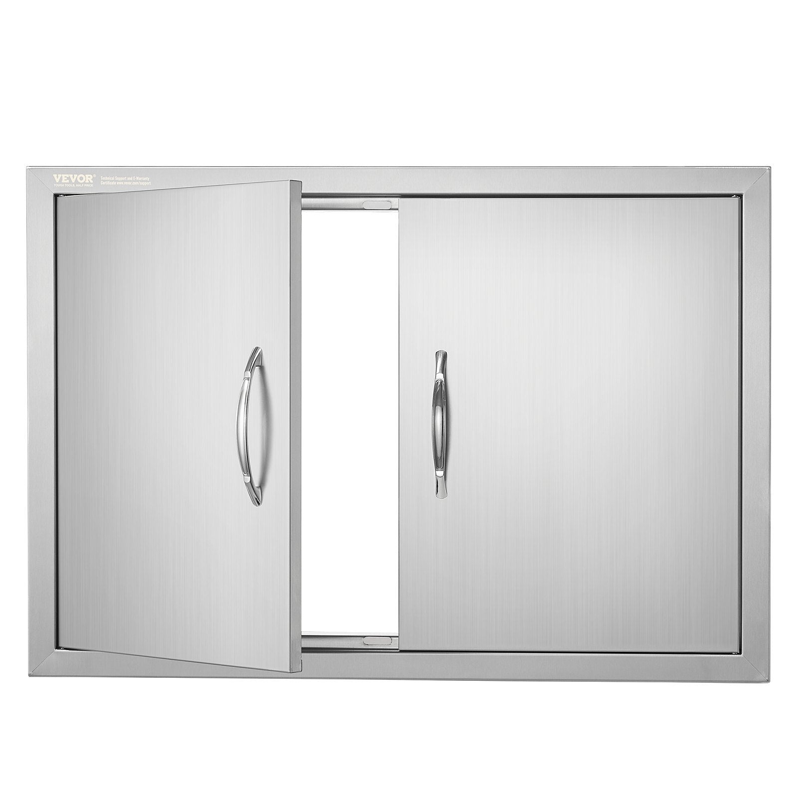 BBQ Access Door, 30W x 21H Inch Double Outdoor Kitchen Door, Stainless Steel Flush Mount Door, Wall Vertical Door with Handles, for BBQ Island, Grilling Station, Outside Cabinet