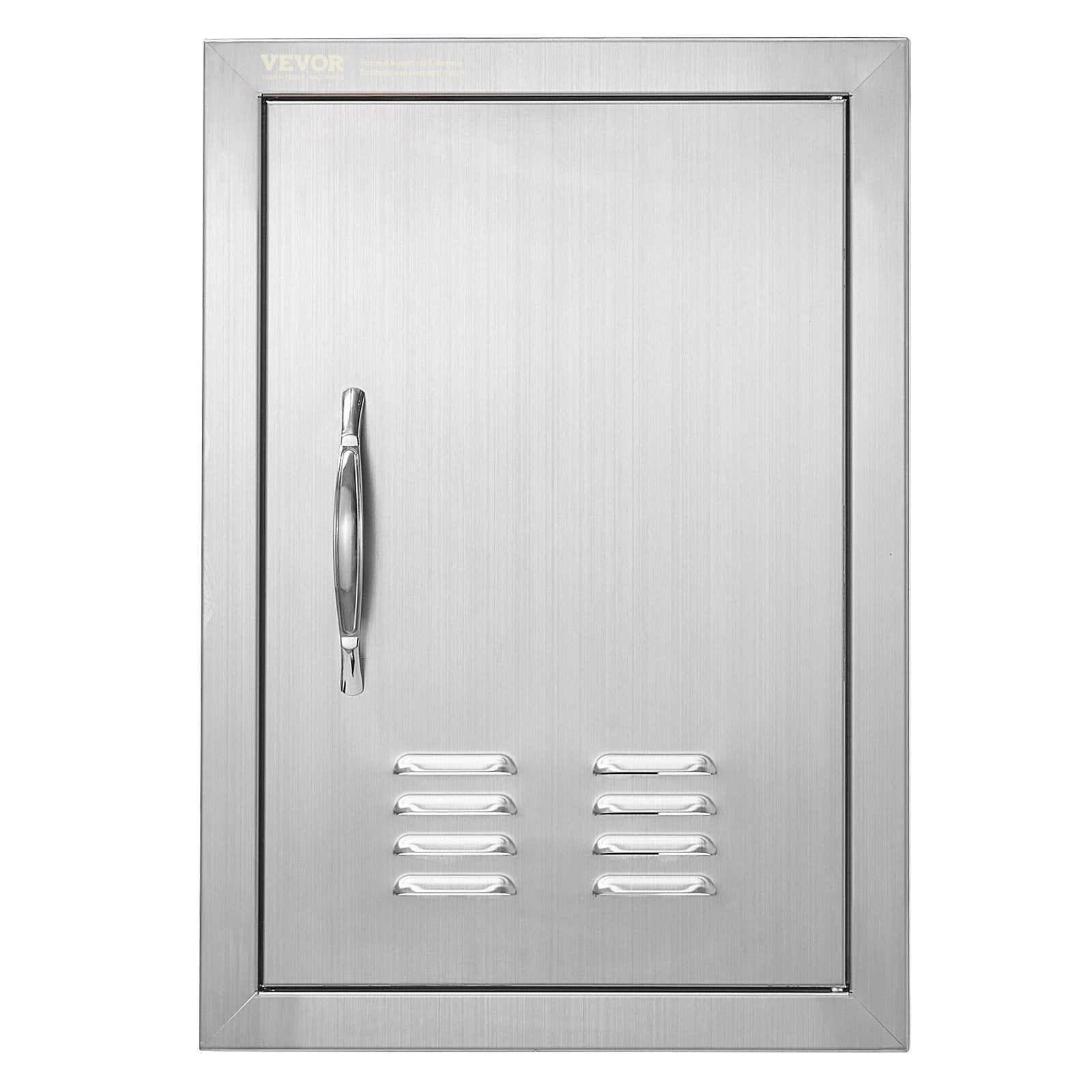 BBQ Access Door, 14W x 20H Inch Single Outdoor Kitchen Door, Stainless Steel Flush Mount Door, Wall Vertical Door with Handle and vents, for BBQ Island, Grilling Station, Outside Cabinet