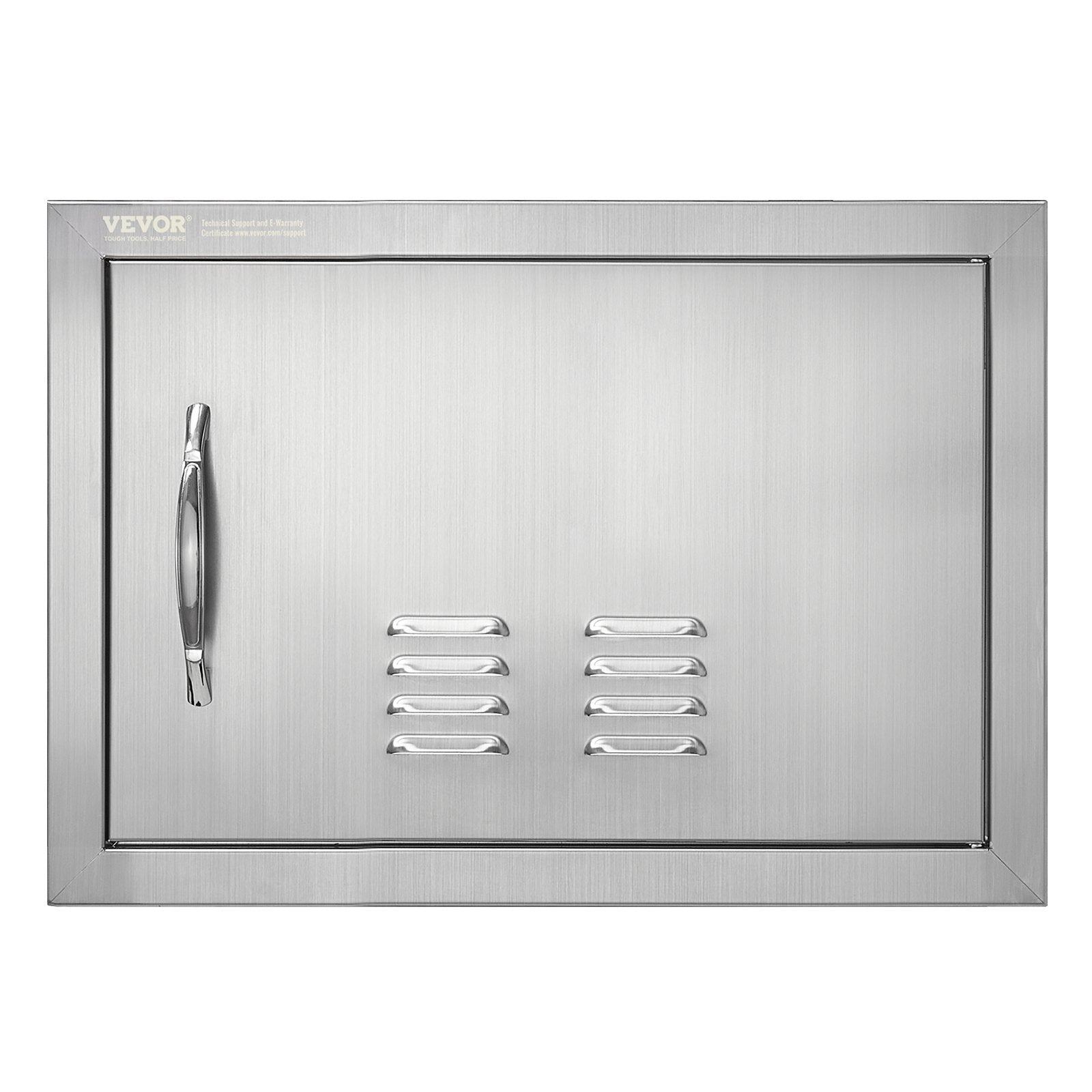 BBQ Access Door, 20W x 14H Inch Single Outdoor Kitchen Door, Stainless Steel Flush Mount Door, Wall Vertical Door with Handle and vents, for BBQ Island, Grilling Station, Outside Cabinet