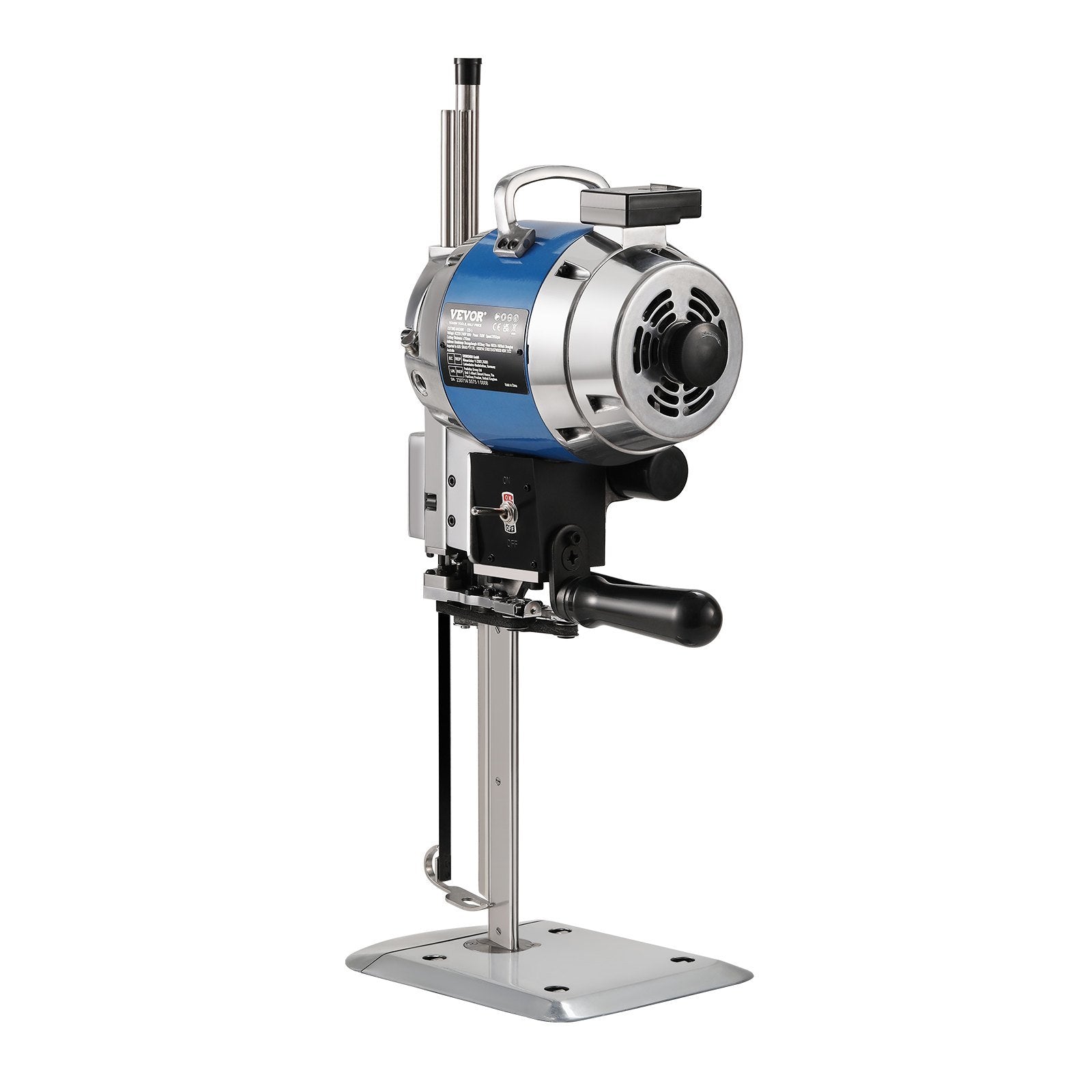 VEVOR Fabric Cutter, 750W High-Speed Straight Knife Cloth Cutting Machine, 9.8" Alloy Steel Blade, Industrial Fabric Cutting Machine with Automatic Knife Sharpen, for Multilayer Fabric Leather Cloth