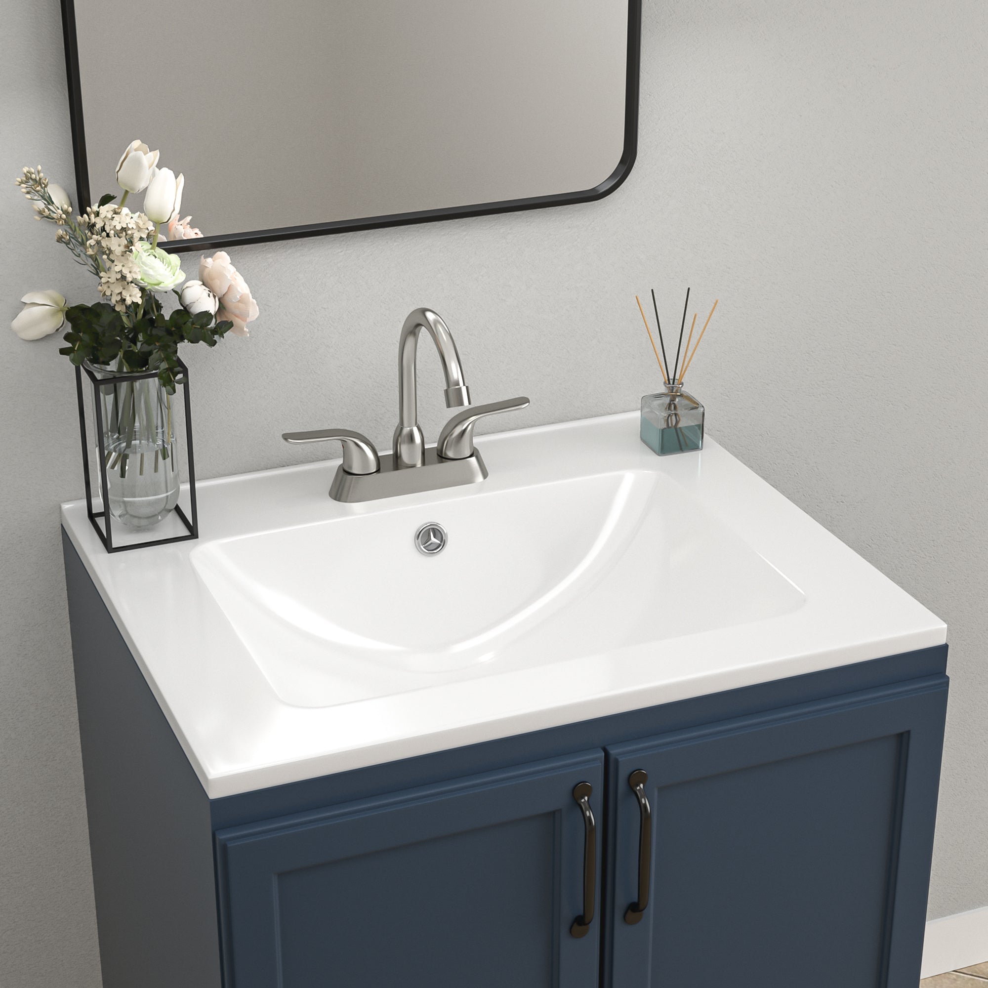 Ceramic Rectangle Vanity Top Sink Single Bowl bathroom Basin in Glossy White with Overflow Hole and Single or Triple Faucet Holes(24 in. x 18in.)(24 in. x 20 in.)(30 in. x 18.5 in.)(31 in. x 22in.)