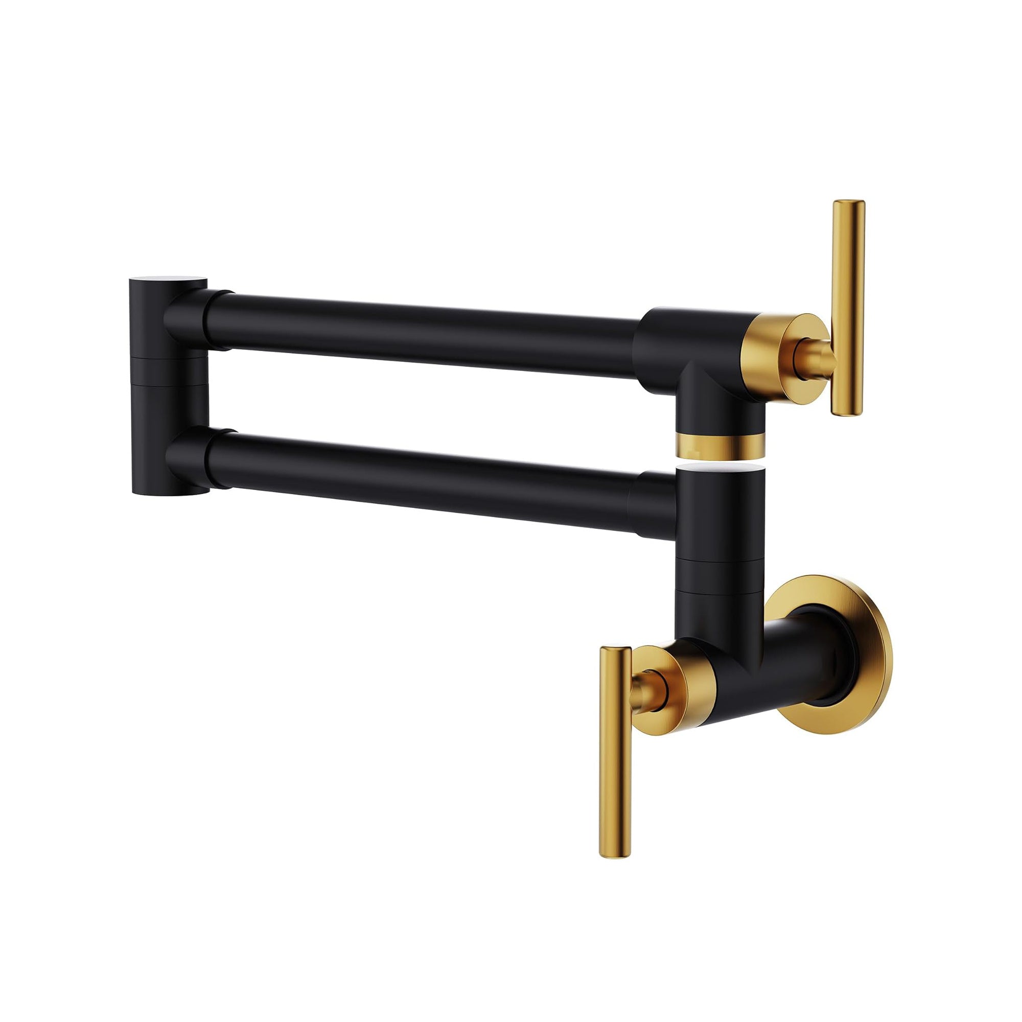 304 stainless steel Wall-Mounted Potfiller modern 360-degree rotating kitchen faucet in Black + Brushed Gold