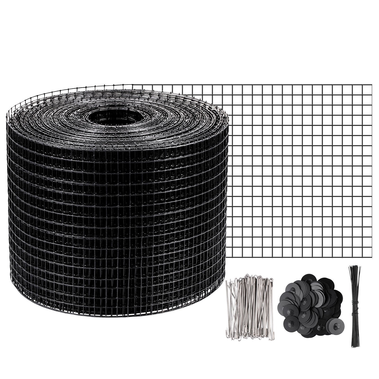 VEVOR Solar Panel Bird Wire, 6inch x 98ft Critter Guard Roll Kit, Solar Panel Guard w/ 100pcs Stainless Steel Fasteners, 50pcs Tie Wires, Removable PVC Coated Wire for Squirrel Bird Critters Proofing