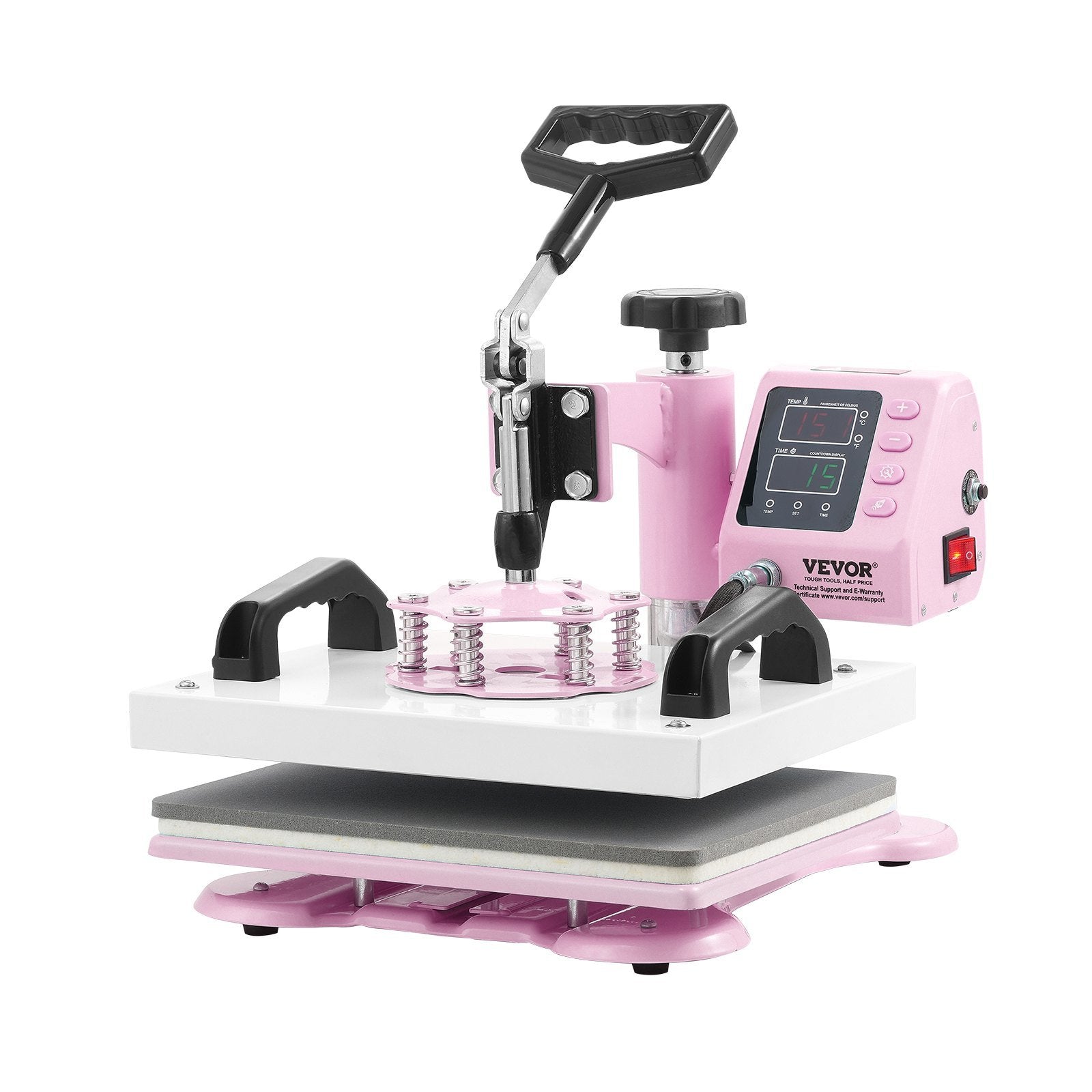 Heat Press Machine 12x10in Heat Transfer Machine for T-Shirts Press Pink