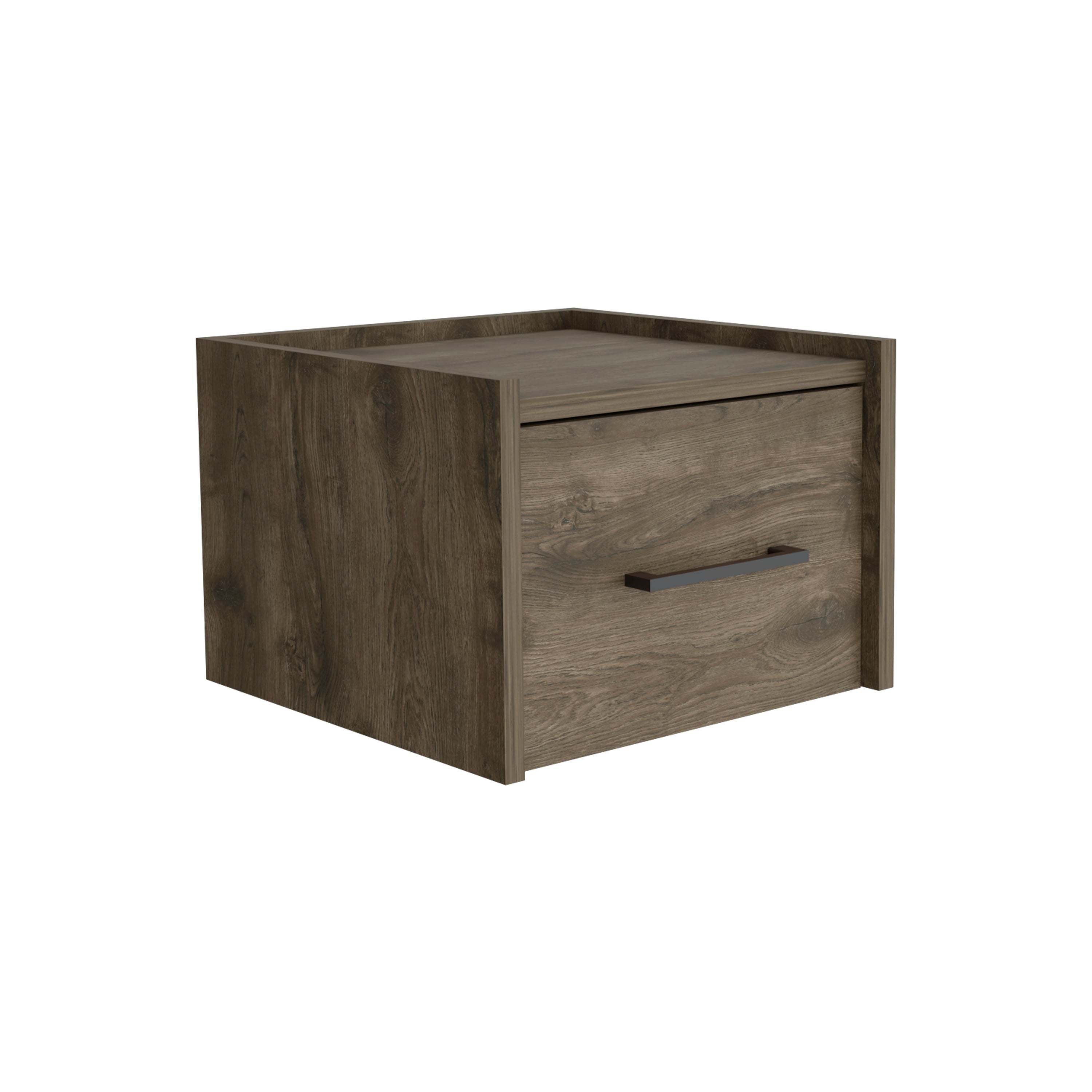 TUHOME Boa Floating Nightstand, Wall-Mounted Single Drawer Design with Handle- Dark Brown - Bedroom