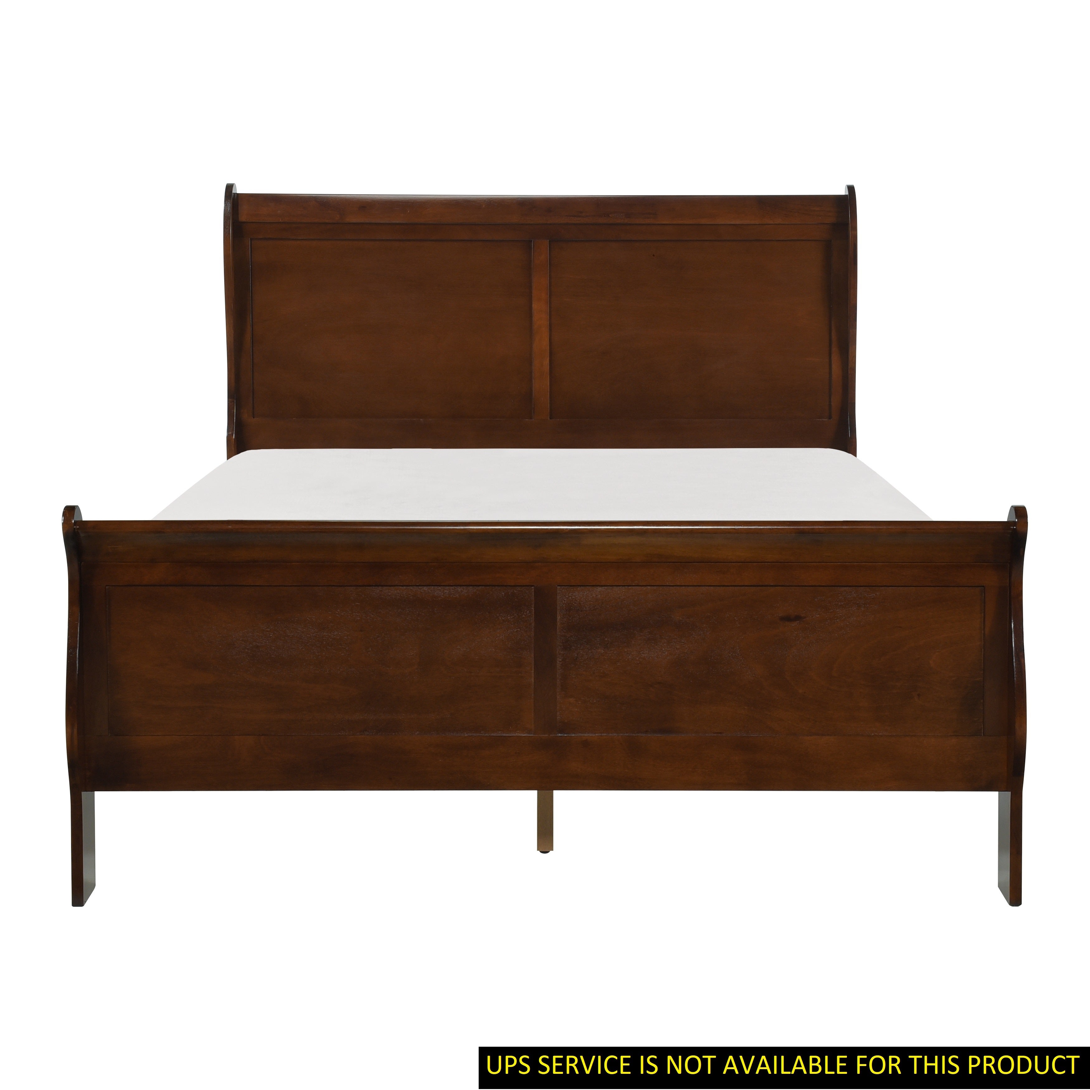 Classic Louis Philipe Style Full Bed Brown Cherry Finish 1pc Traditional Design Bedroom Furniture Sleigh Bed