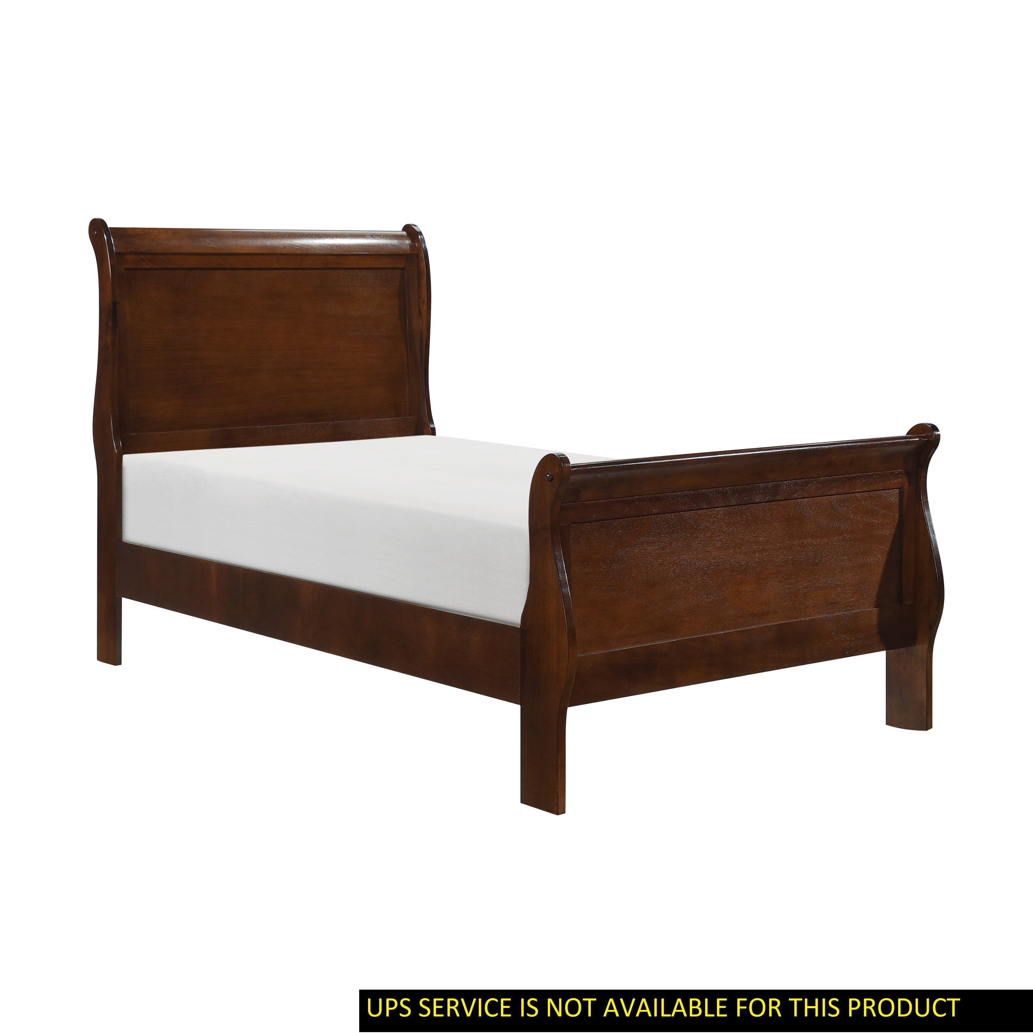 Classic Louis Philipe Style Twin Size Bed Brown Cherry Finish 1pc Traditional Design Bedroom Furniture Sleigh Bed