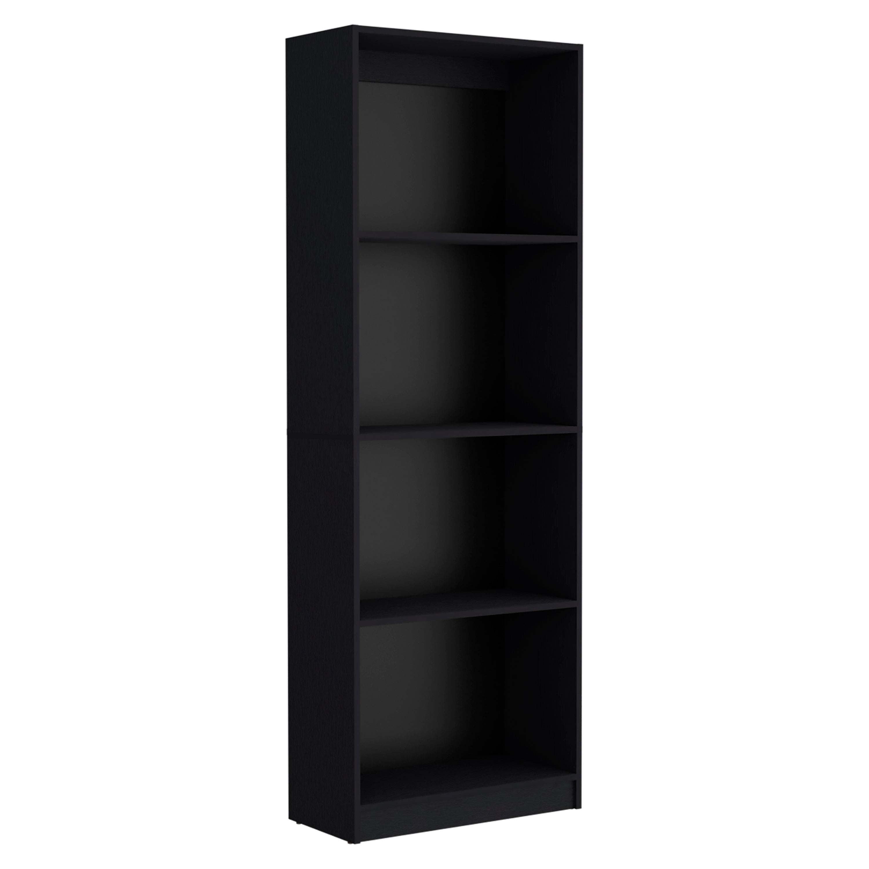 TUHOME Home Bookcase with 4-Shelf Modern Display Unit for Books and Decor -Black -Office