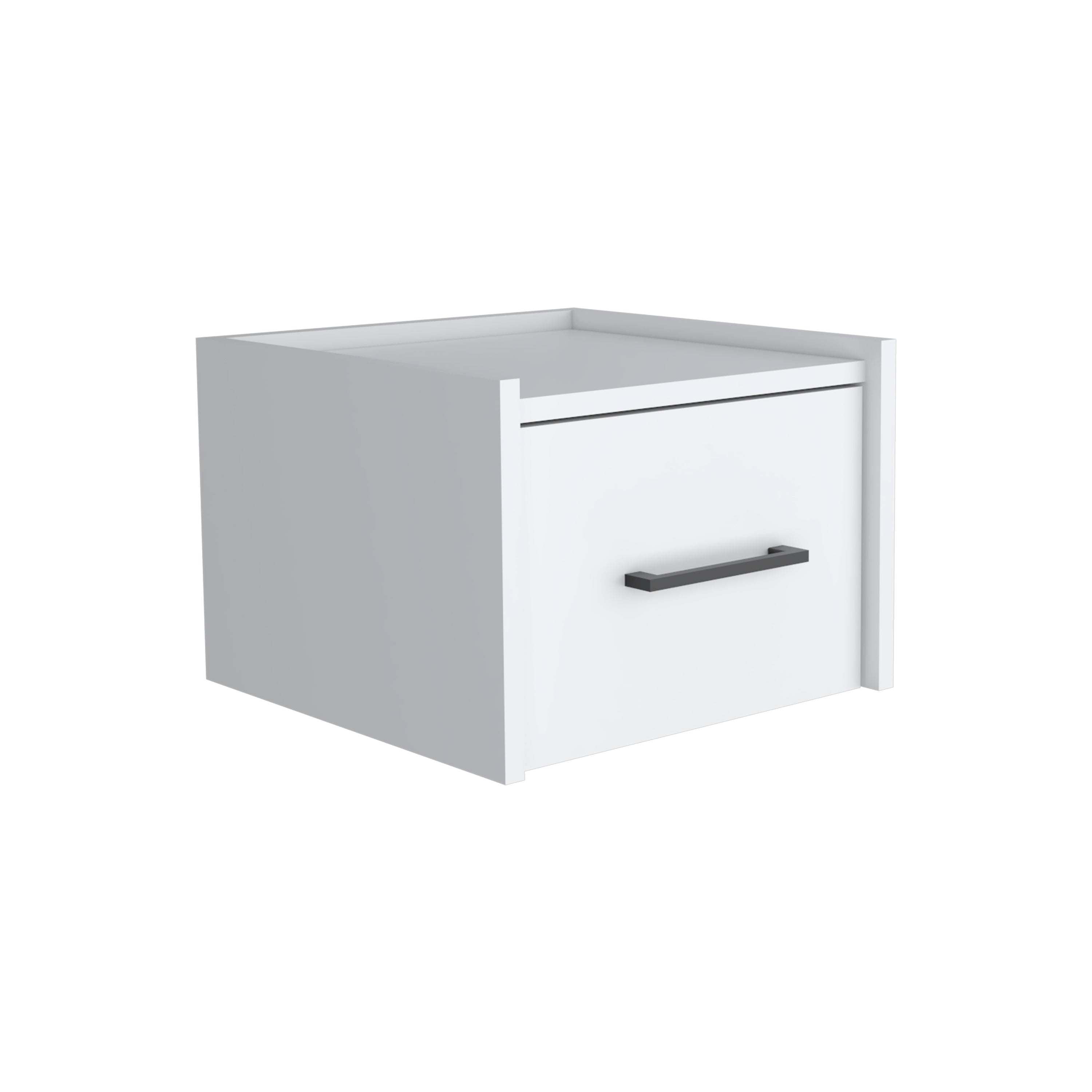 TUHOME Boa Floating Nightstand, Wall-Mounted Single Drawer Design with Handle- White - Bedroom