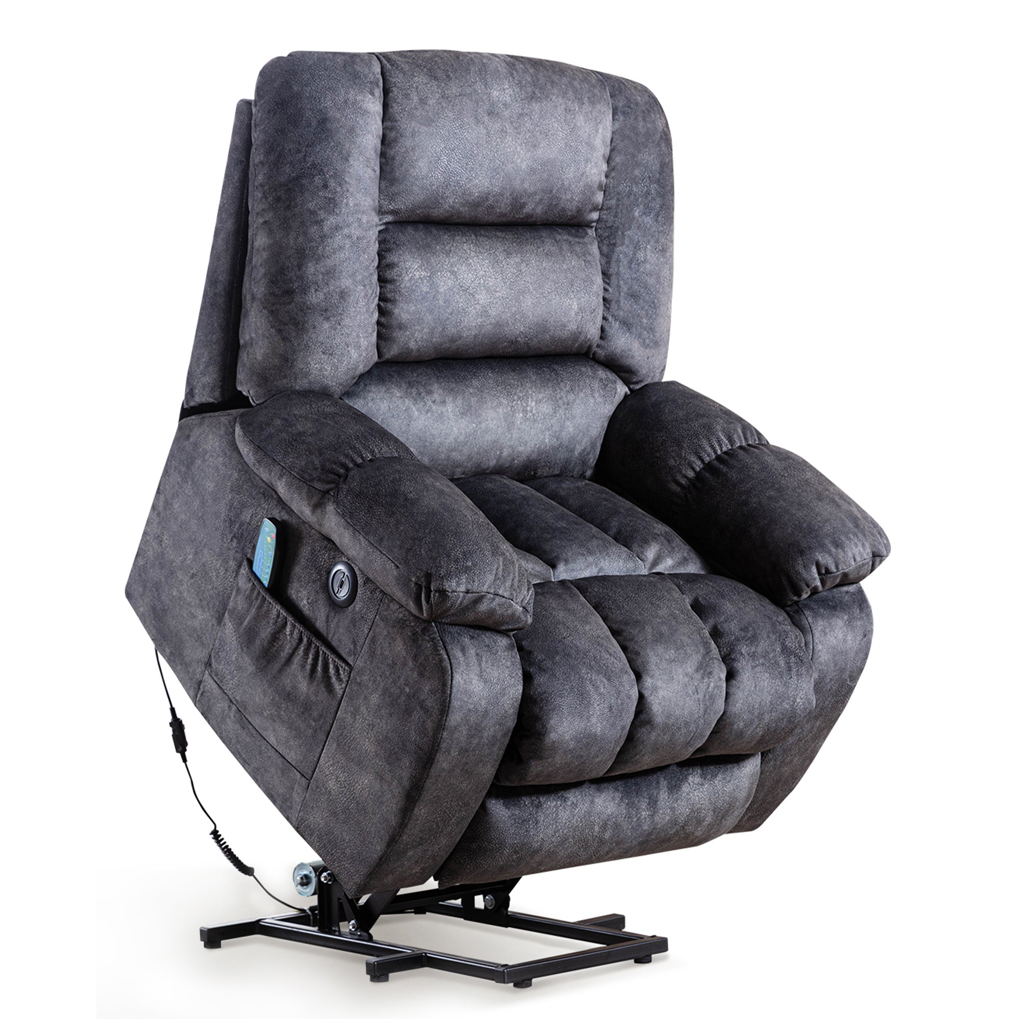 Electric Lift Recliner With Heat Therapy And Massage, Suitable For The Elderly, Heavy Recliner, With Modern Padded Arms And Back,Gray