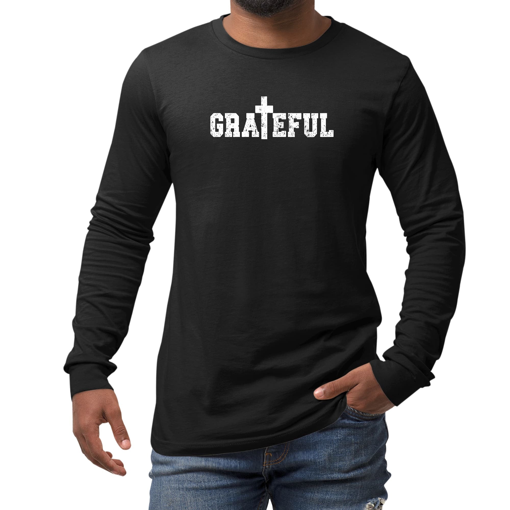 Long Sleeve Graphic T-shirt - Grateful Cross Illustration