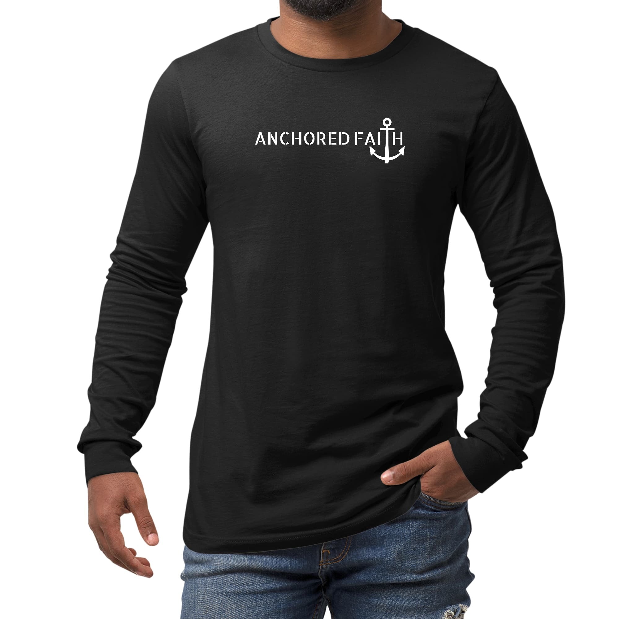 Long Sleeve Graphic T-shirt - Anchored Faith - Inspiration Affirmation