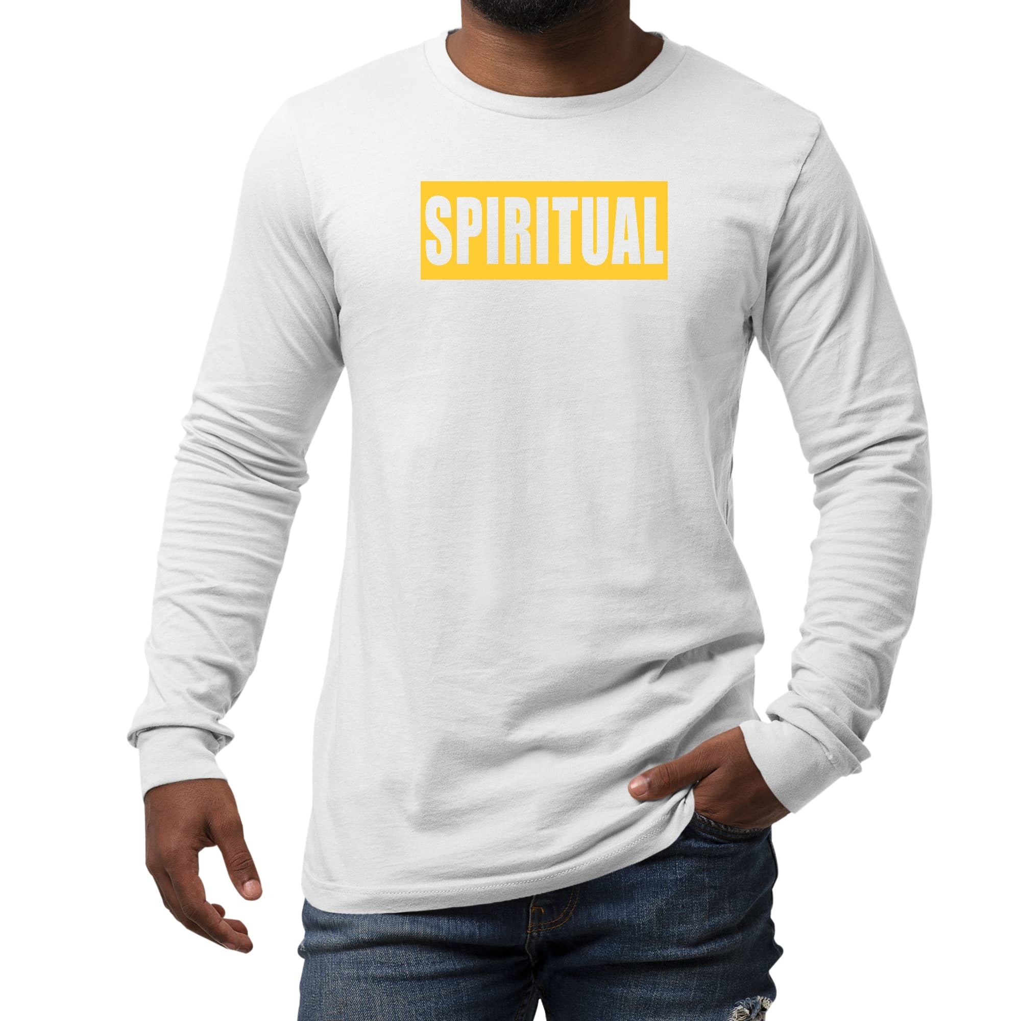 Long Sleeve Graphic T-shirt, Spiritual Yellow Gold Colorblock