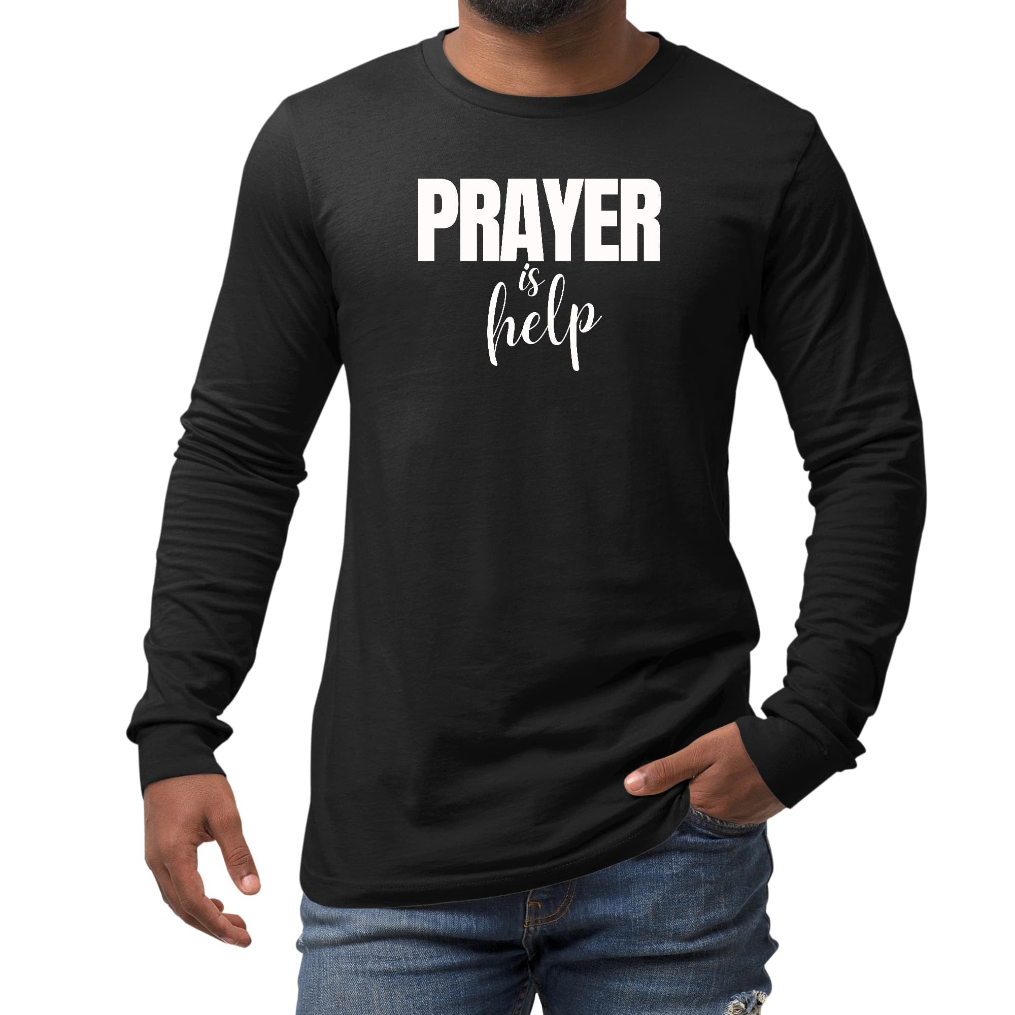 Long Sleeve Graphic T-shirt - Say It Soul - Prayer Is Help,