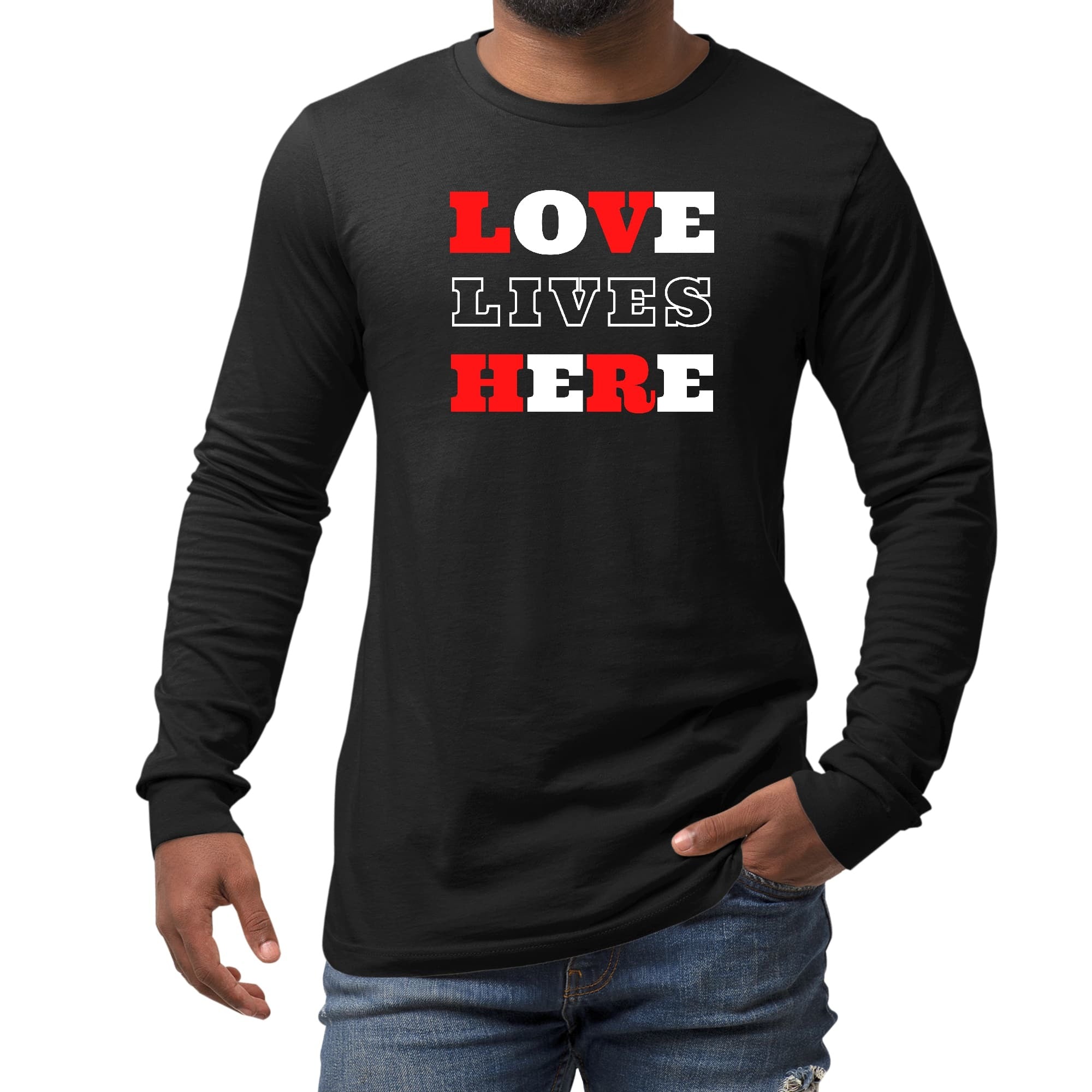 Long Sleeve Graphic T-shirt - Love Lives Here Christian Inspiration