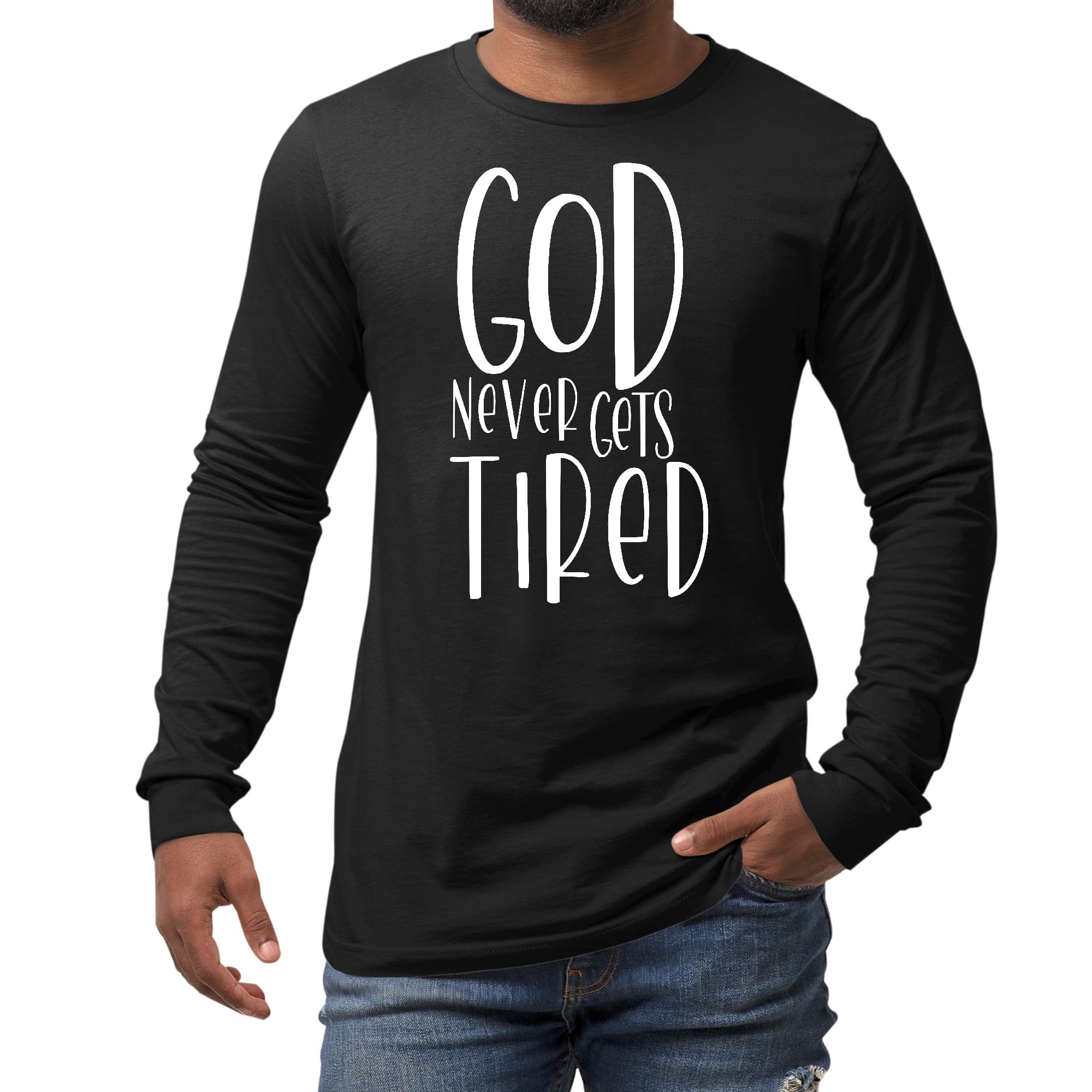 Long Sleeve Graphic T-shirt - Say It Soul - God Never Gets Tired