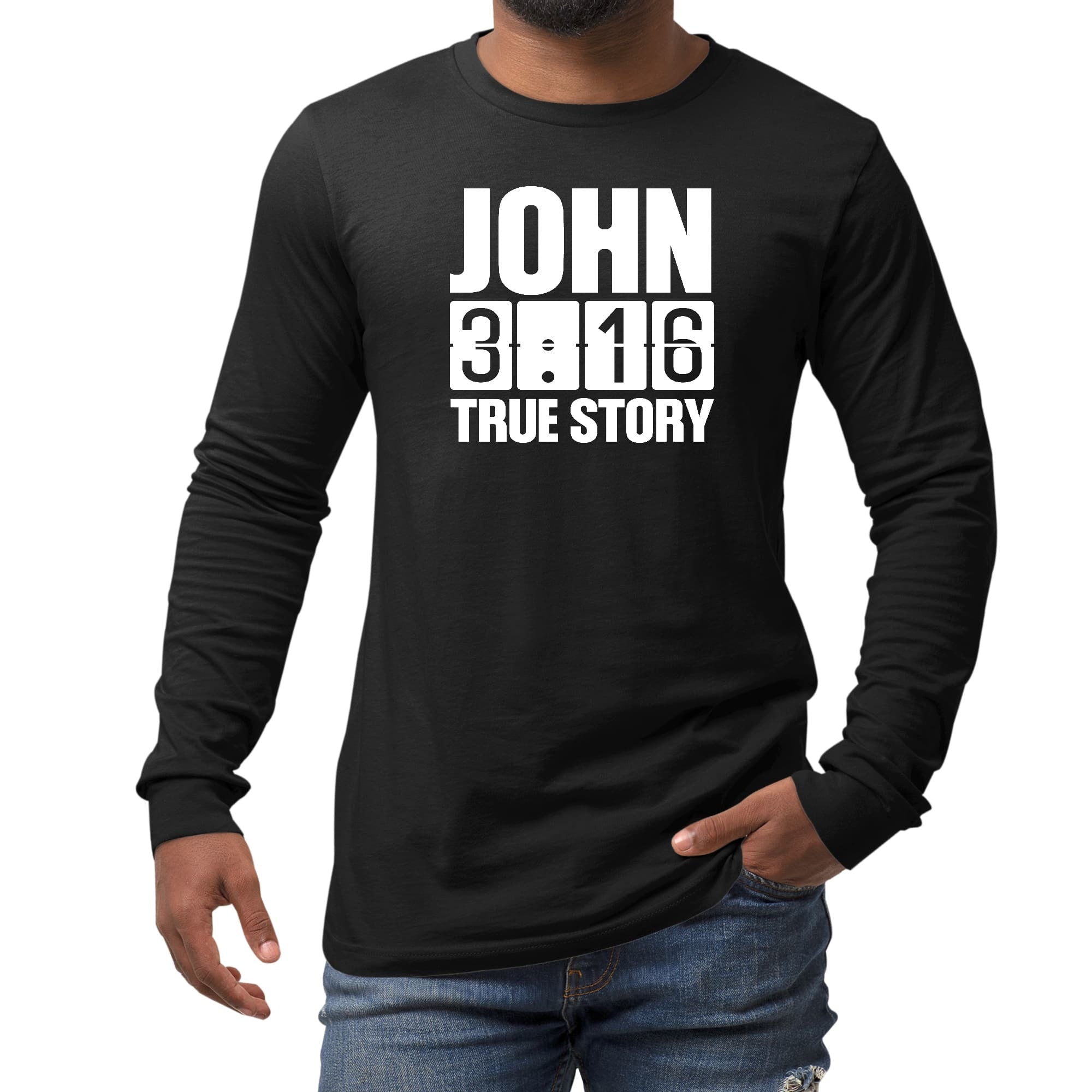 Long Sleeve Graphic T-shirt - John 3:16 True Story - Scripture