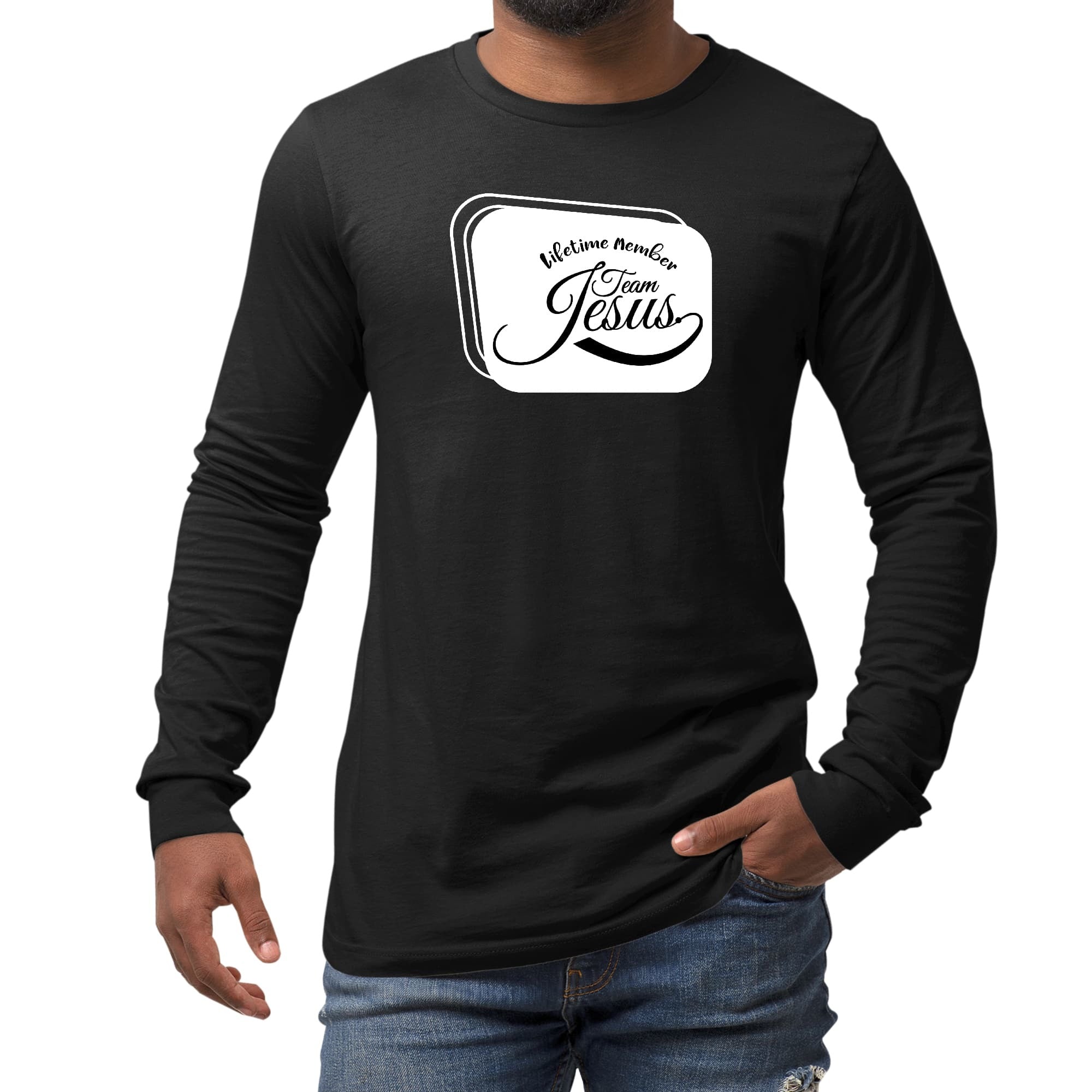 Long Sleeve Graphic T-shirt - Lifetime Member Team Jesus Illustration