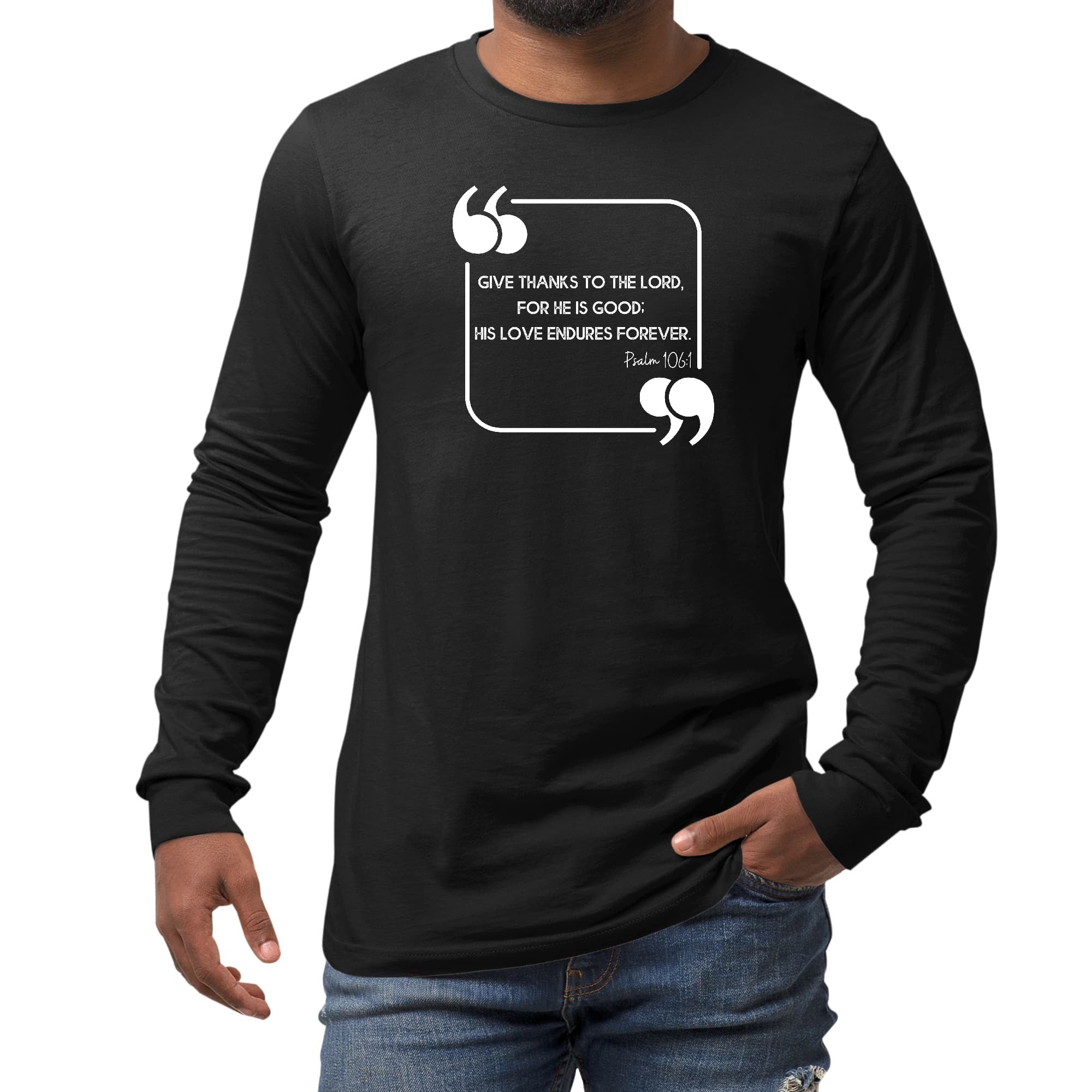 Long Sleeve Graphic T-shirt - Give Thanks To The Lord