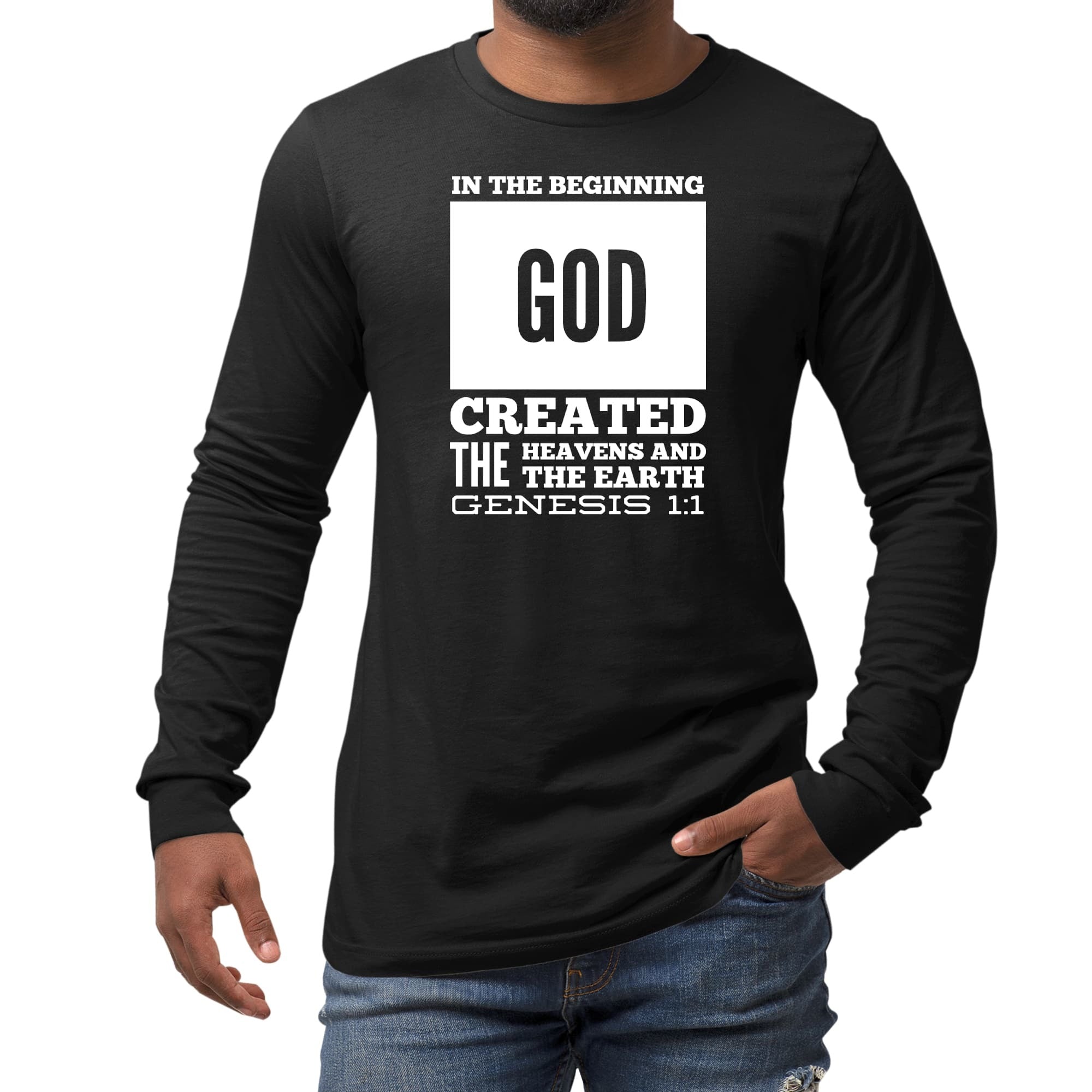 Long Sleeve Graphic T-shirt - In The Beginning God Created The