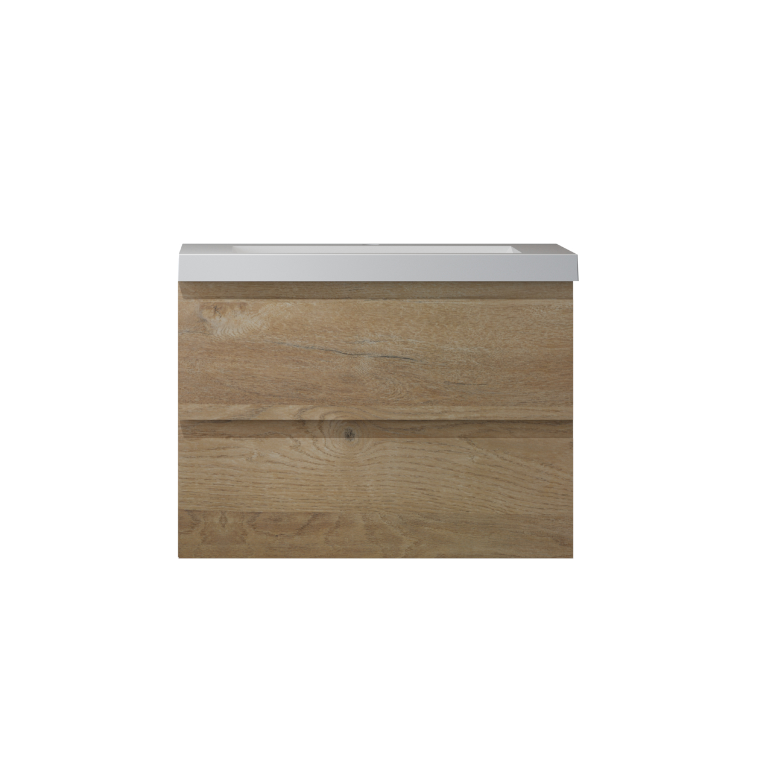 29'' Wall Mounted Single Bathroom Vanity in Natural Wood With White Solid Surface Vanity Top