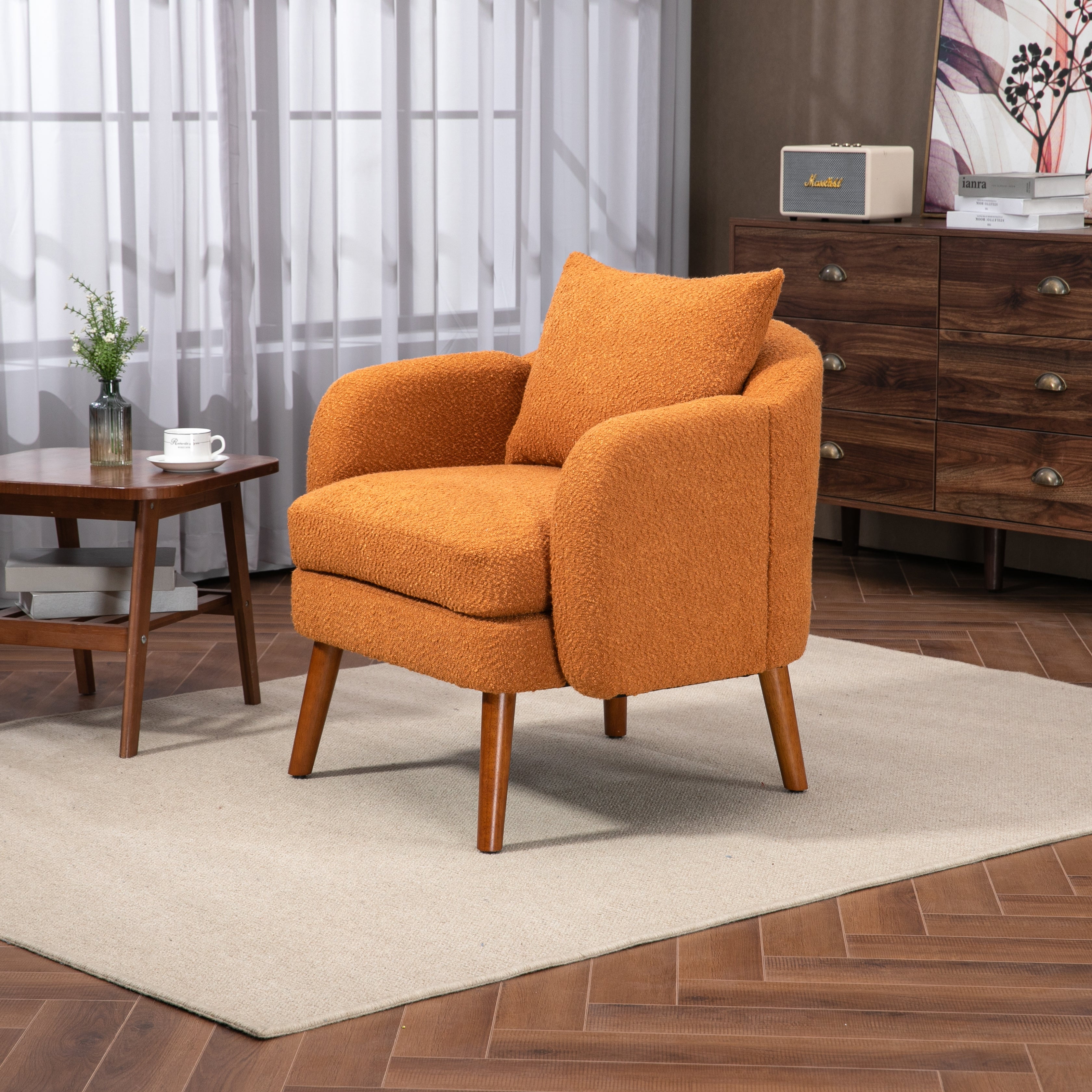 COOLMORE Wood Frame Armchair, Modern Accent Chair Lounge Chair for Living Room