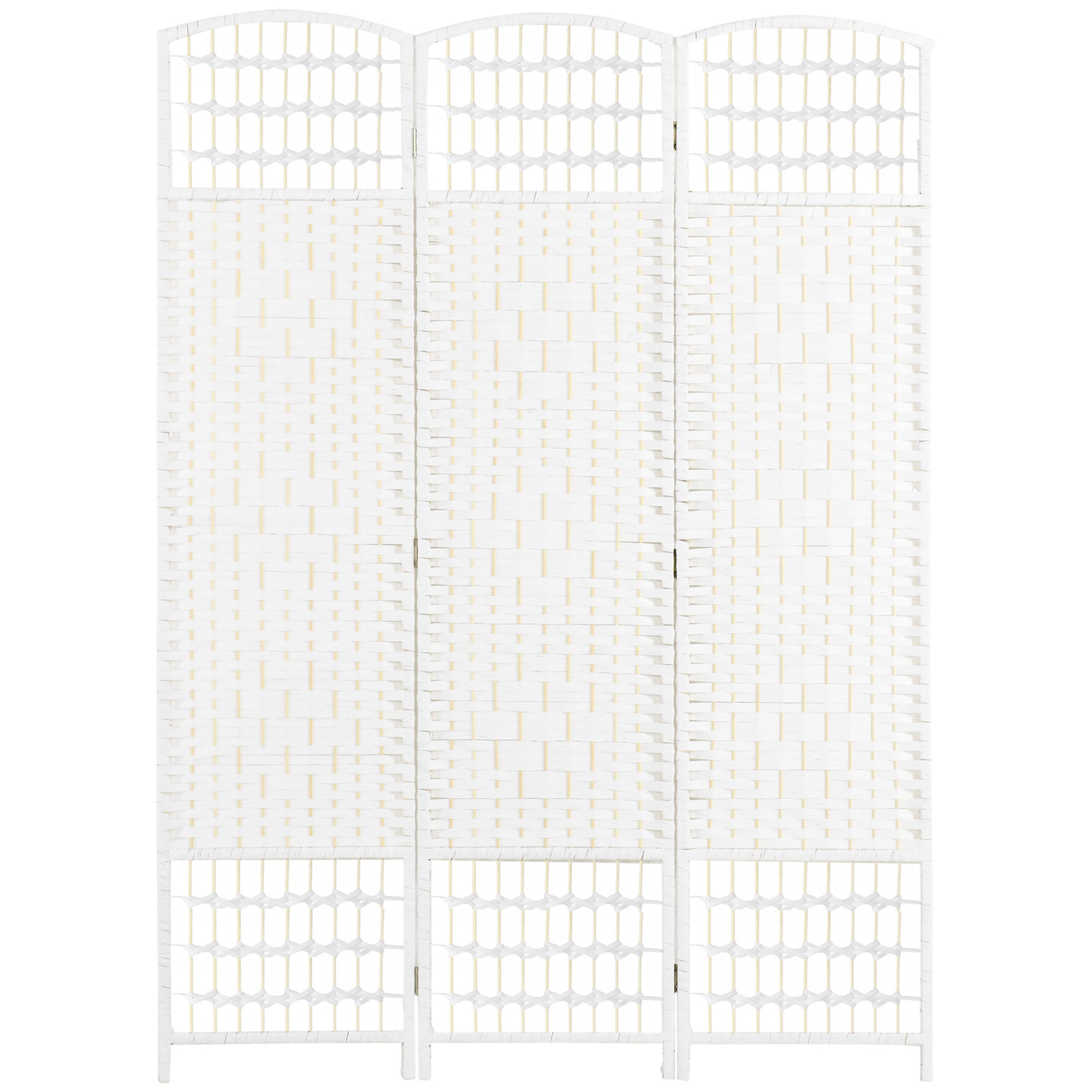 3 Panel Room Divider, Folding Privacy Screen, 5.6' Room Separator, Wave Fiber Freestanding Partition Wall Divider for Rooms, Home, Office, White