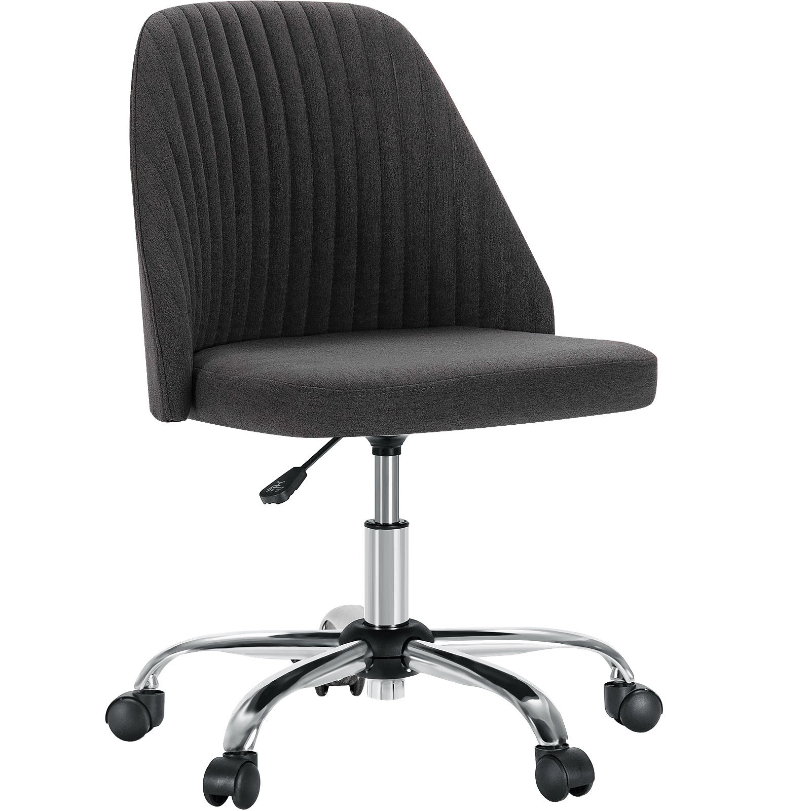 Sweetcrispy Armless Home Office Desk Chair with Wheels Adjustable Swivel Task Computer Vanity Chair for Small Spaces