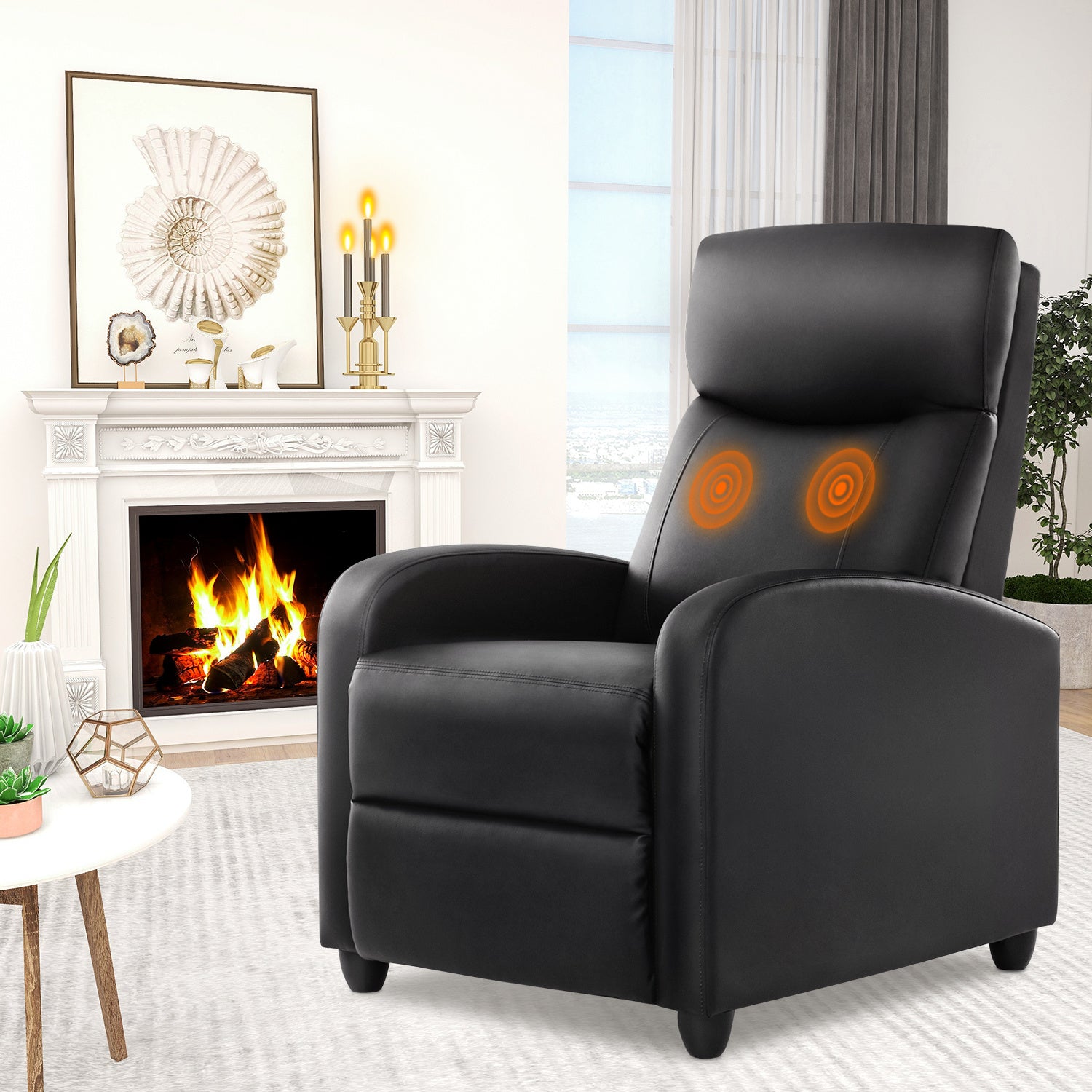 Sweetcrispy Recliner Chair for Living Room Massage PU Leather Recliner Sofa Home Theater Seating with Lumbar Support