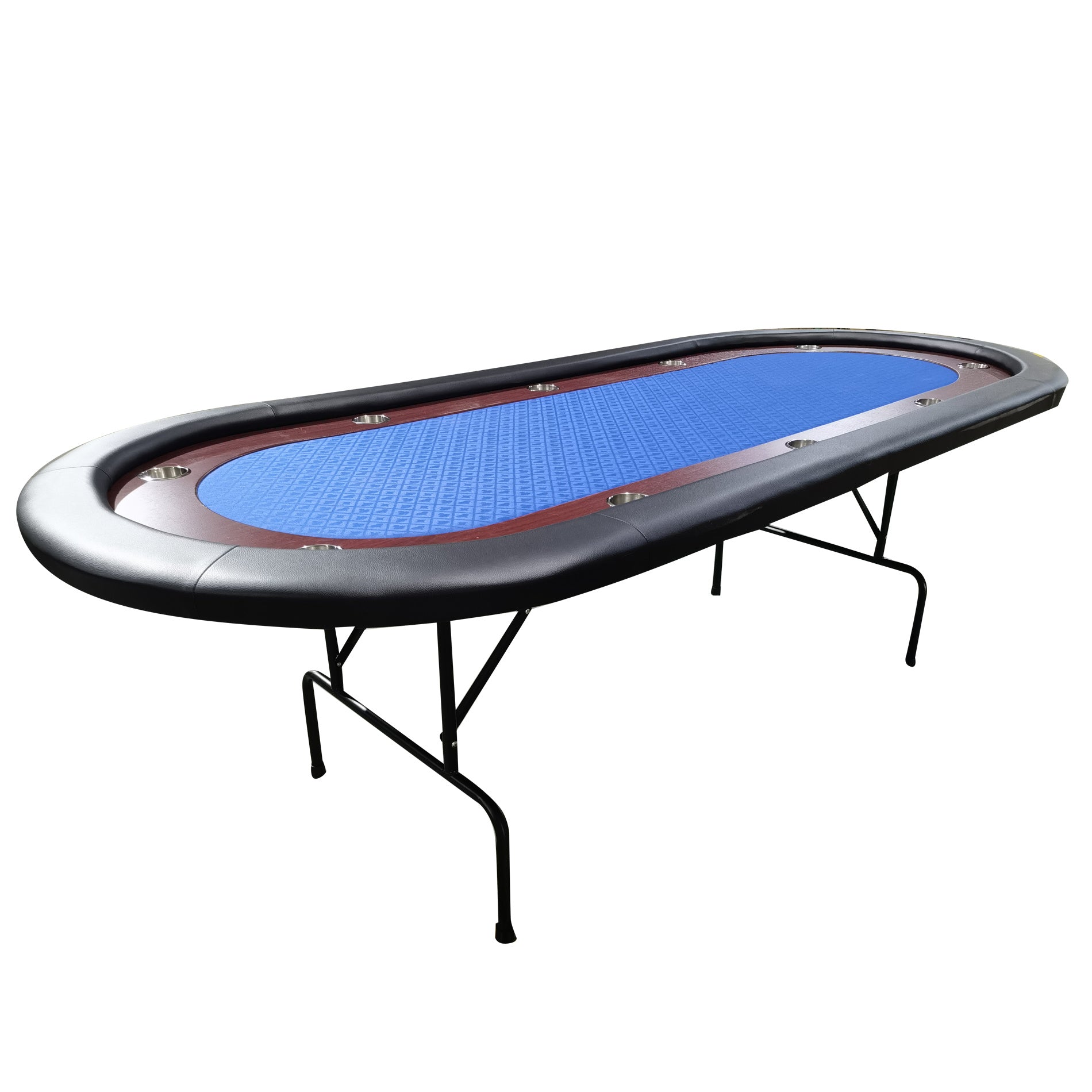 96" Light Series Folding Wooden Racetrack Blue Felt Foldable Poker Table