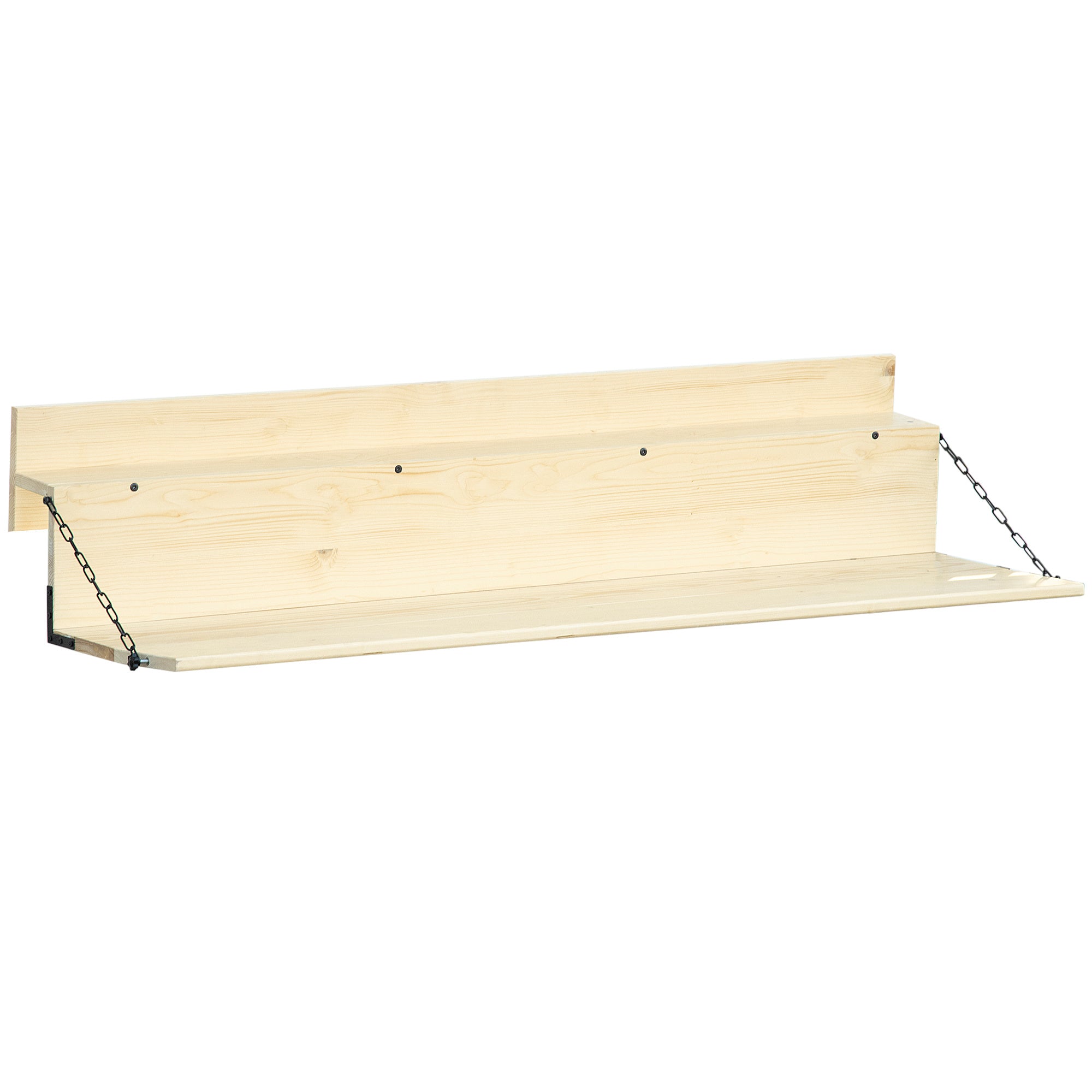 Hanging Balcony Table, Spruce Wood Foldable Railing Bar, Serving Table & Desk, Fits up to 3.9 Inches, Natural