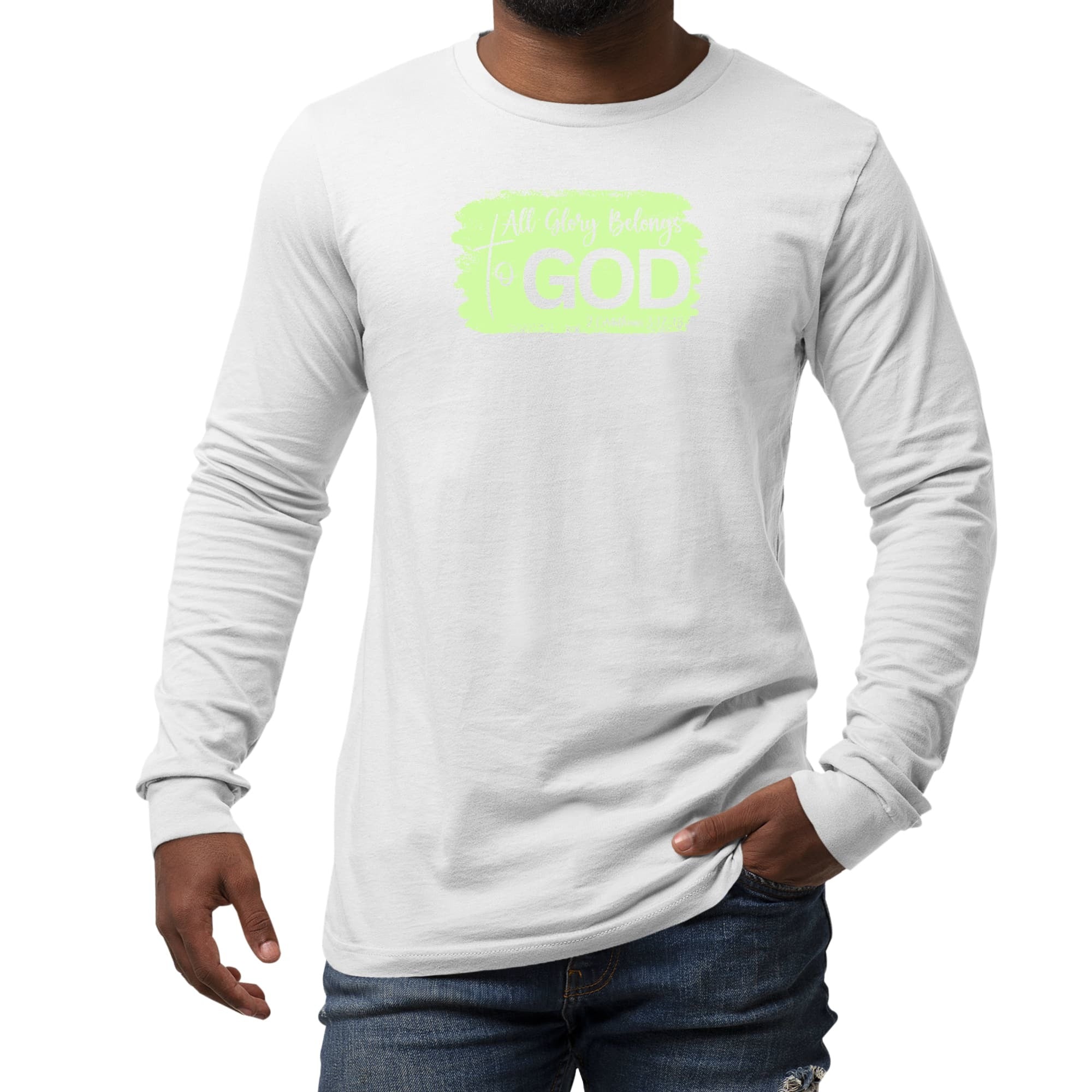 Long Sleeve Graphic T-shirt, All Glory Belongs To God Christian Neon