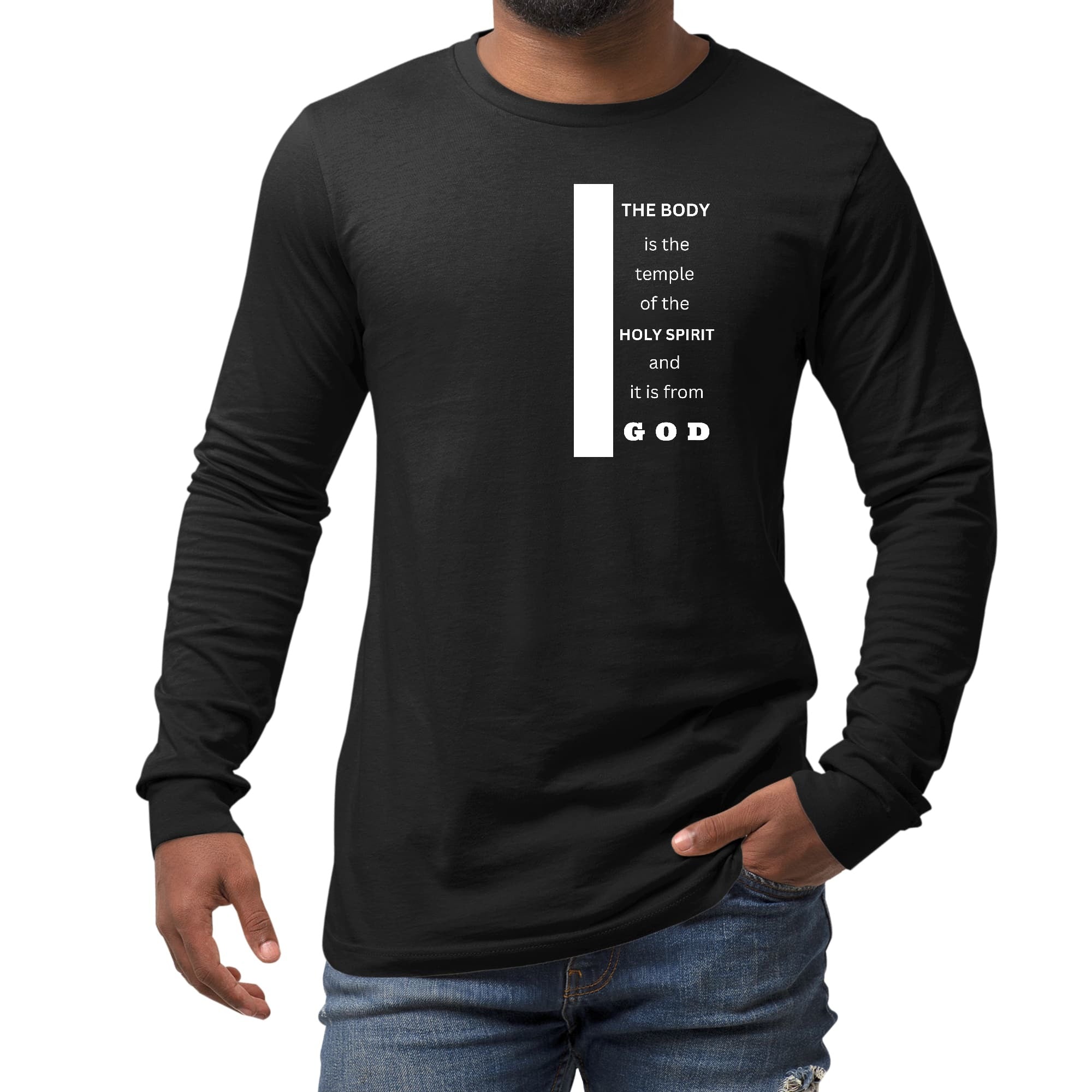 Long Sleeve Graphic T-shirt - The Body Is The Temple Of The Holy