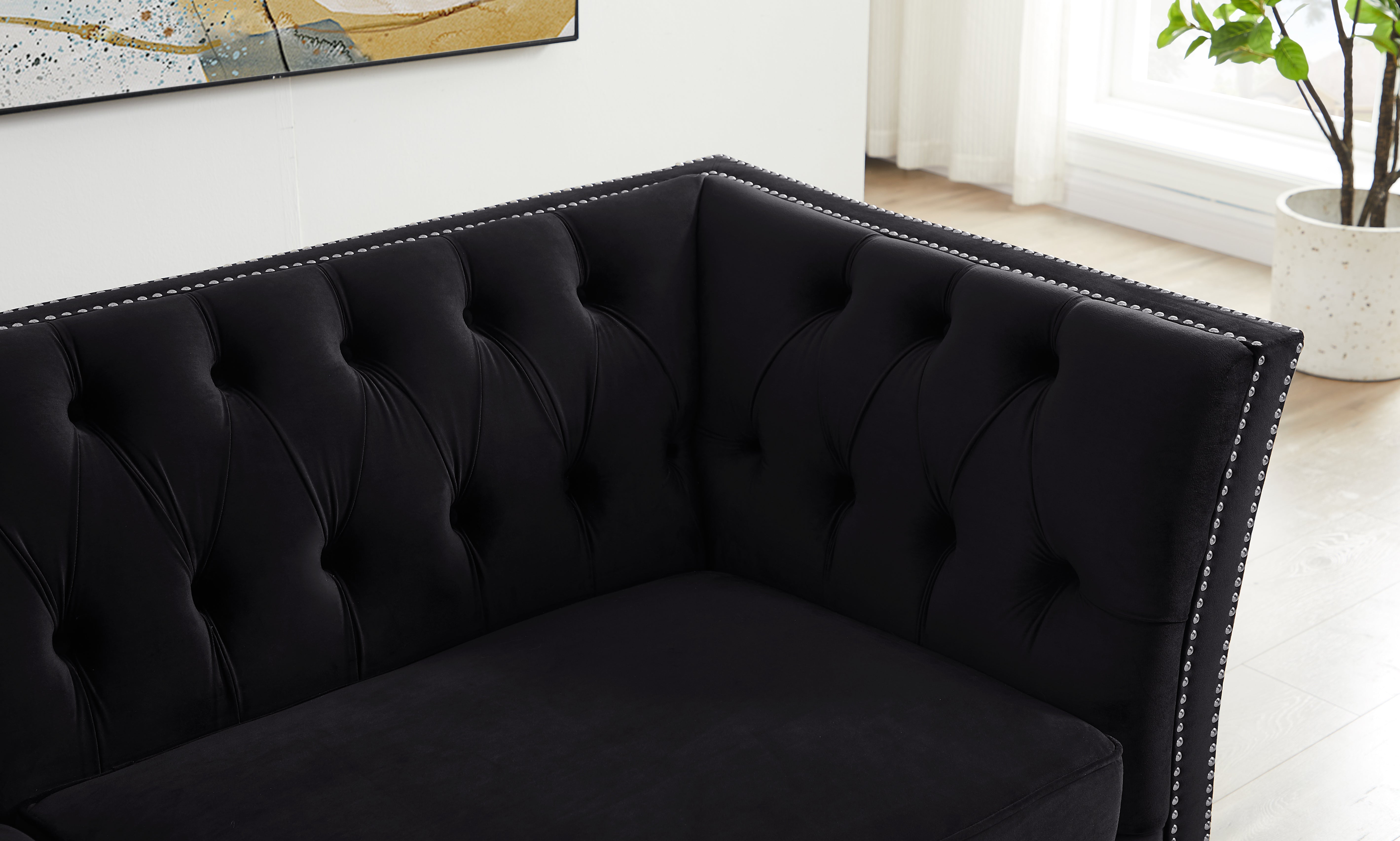 L8085B Two-seat + three-seat modular sofa black