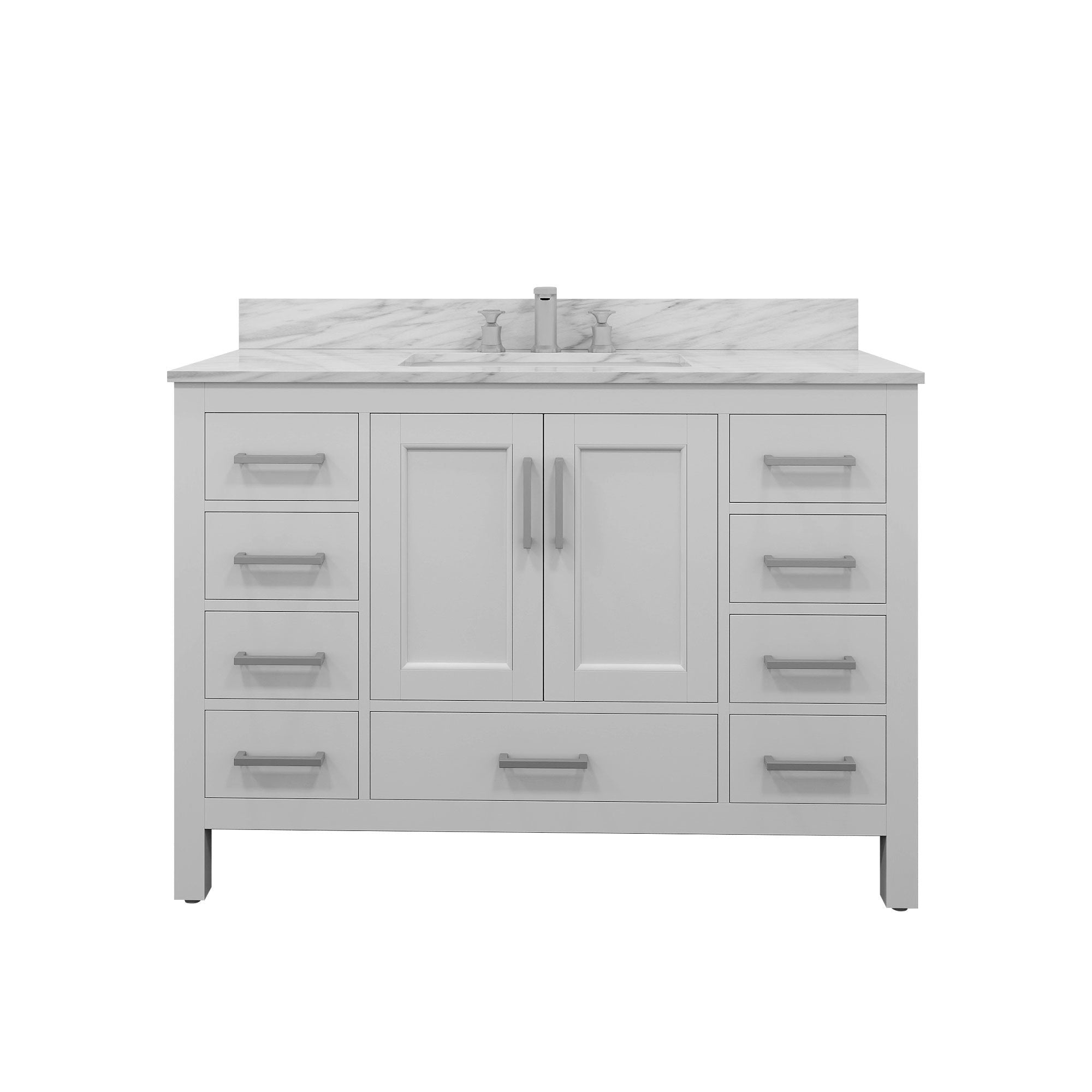 48 in. Bathroom Vanity in White with Carrara Marble Top with Sink