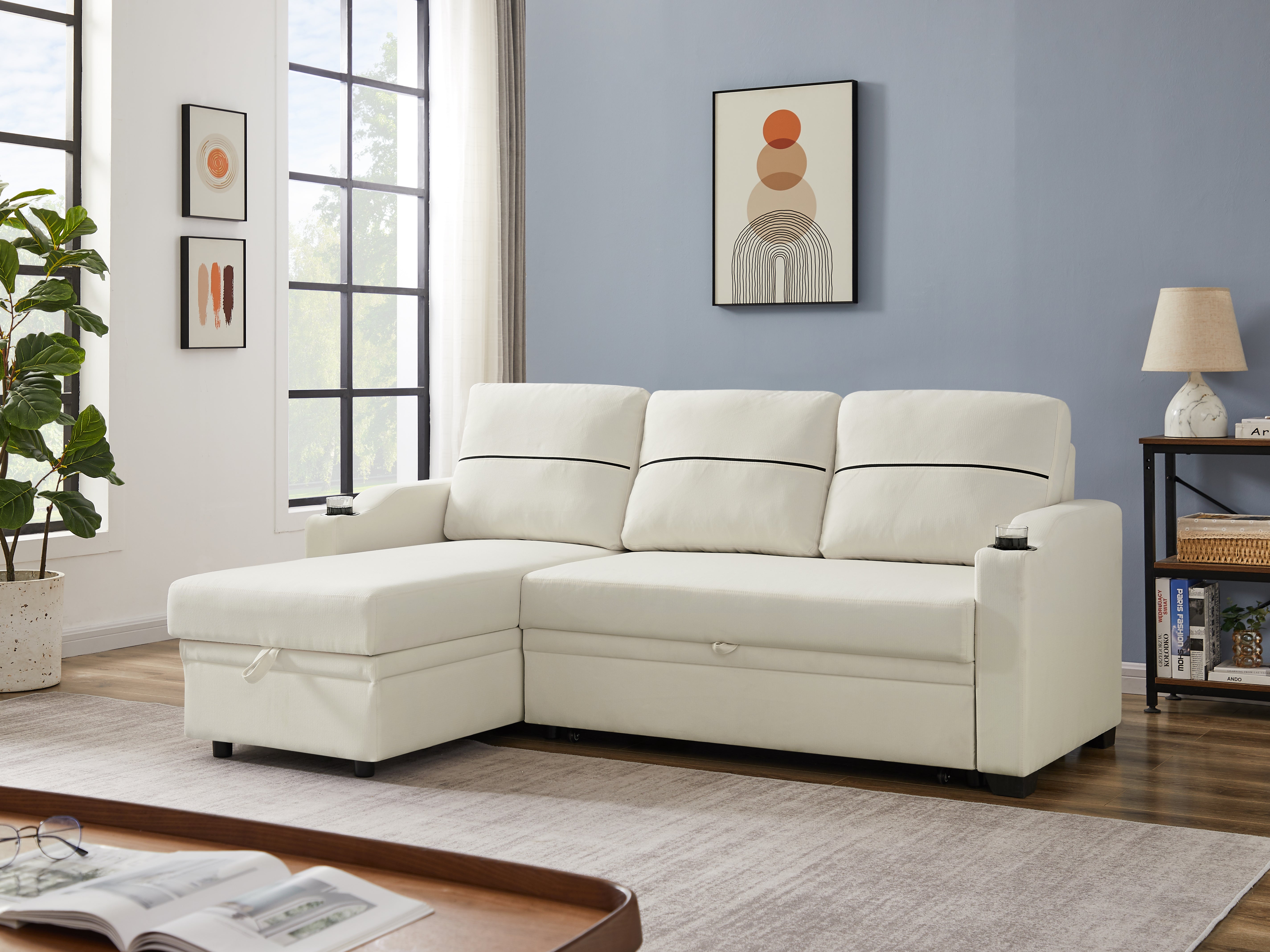 9191 Beige broaching storage sofa