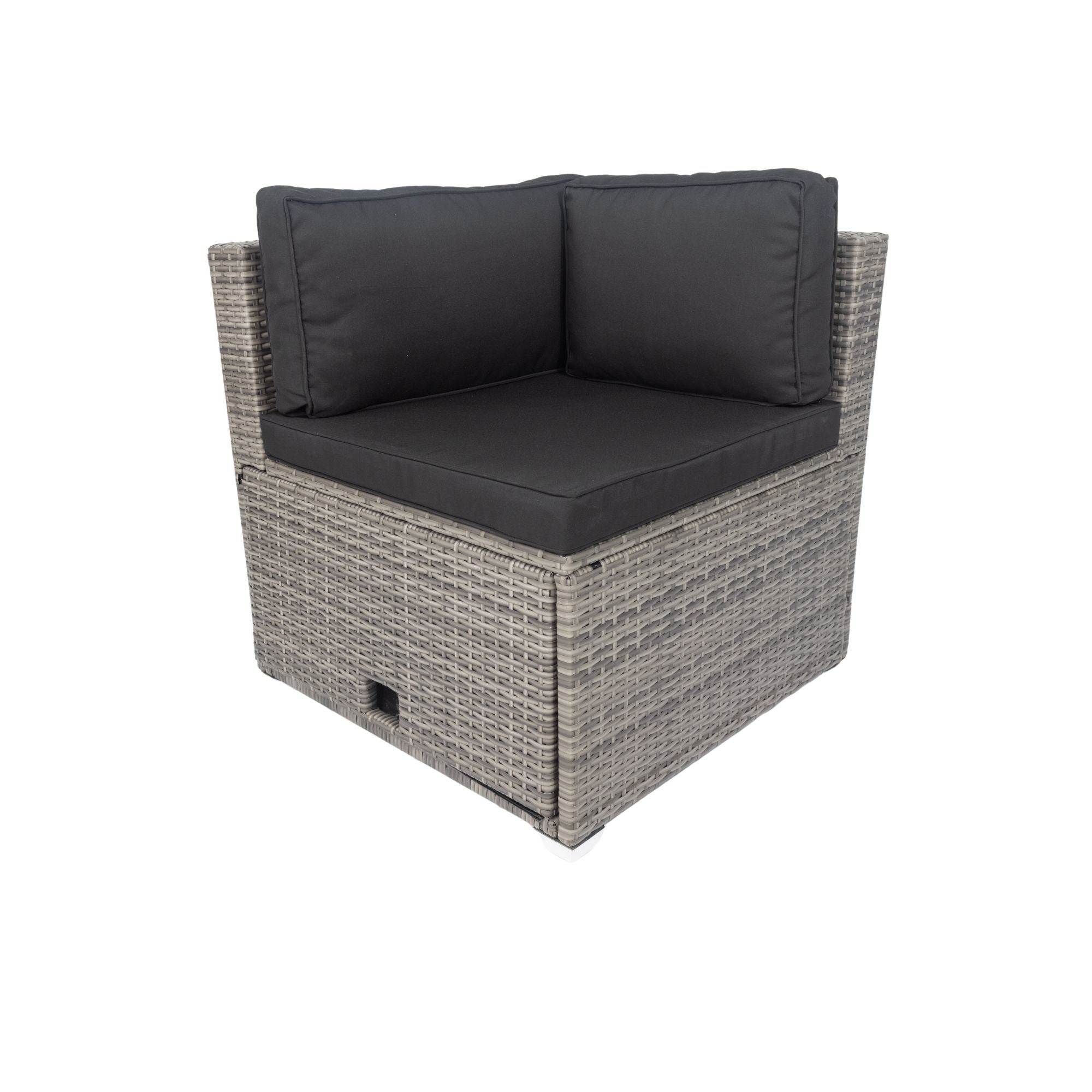 6 Pieces PE Rattan sectional Outdoor Furniture Cushioned Sofa Set with 3 Storage Under Seat Grey